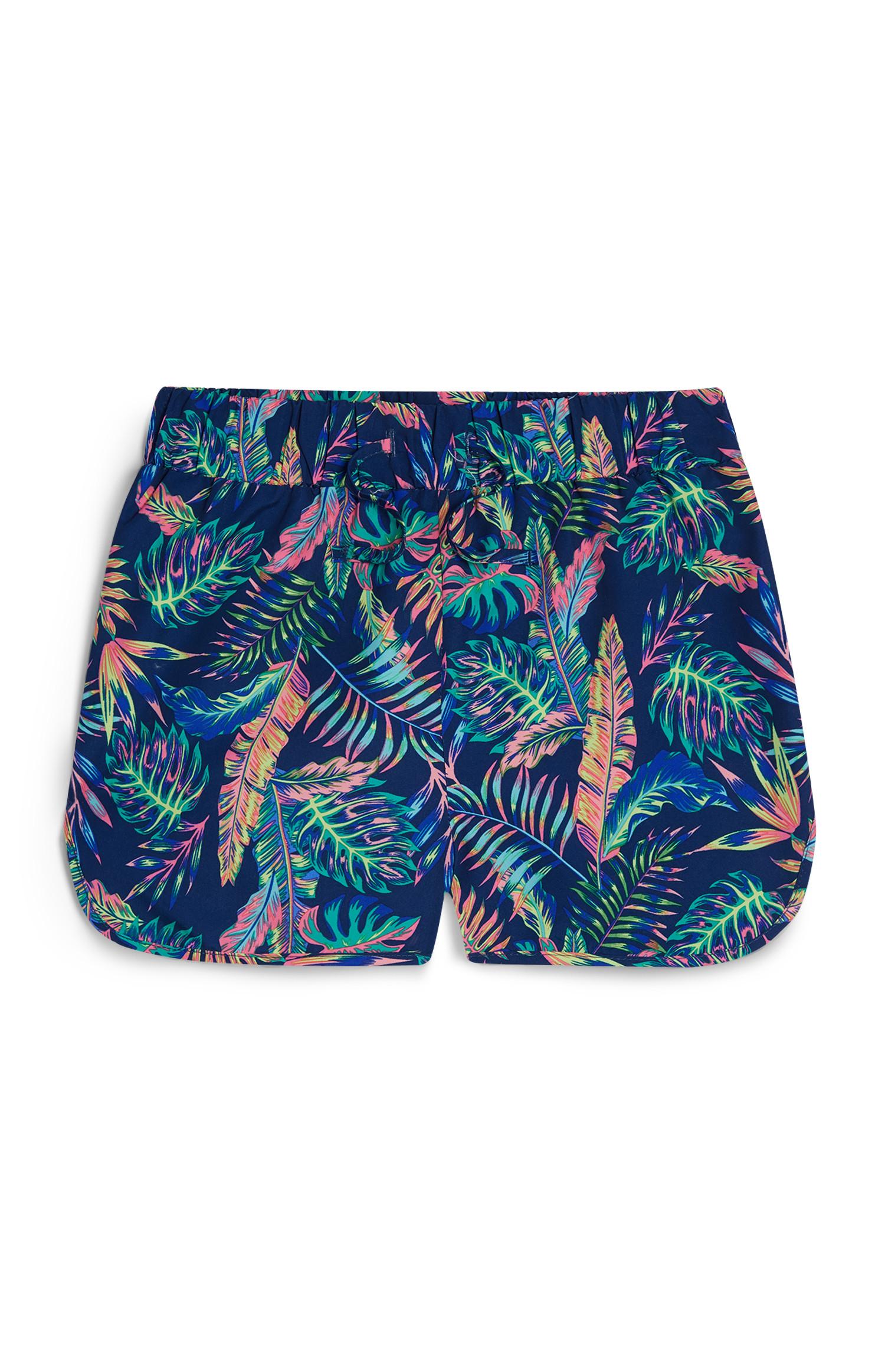 Shorts da bagno blu navy con stampa palme da ragazza