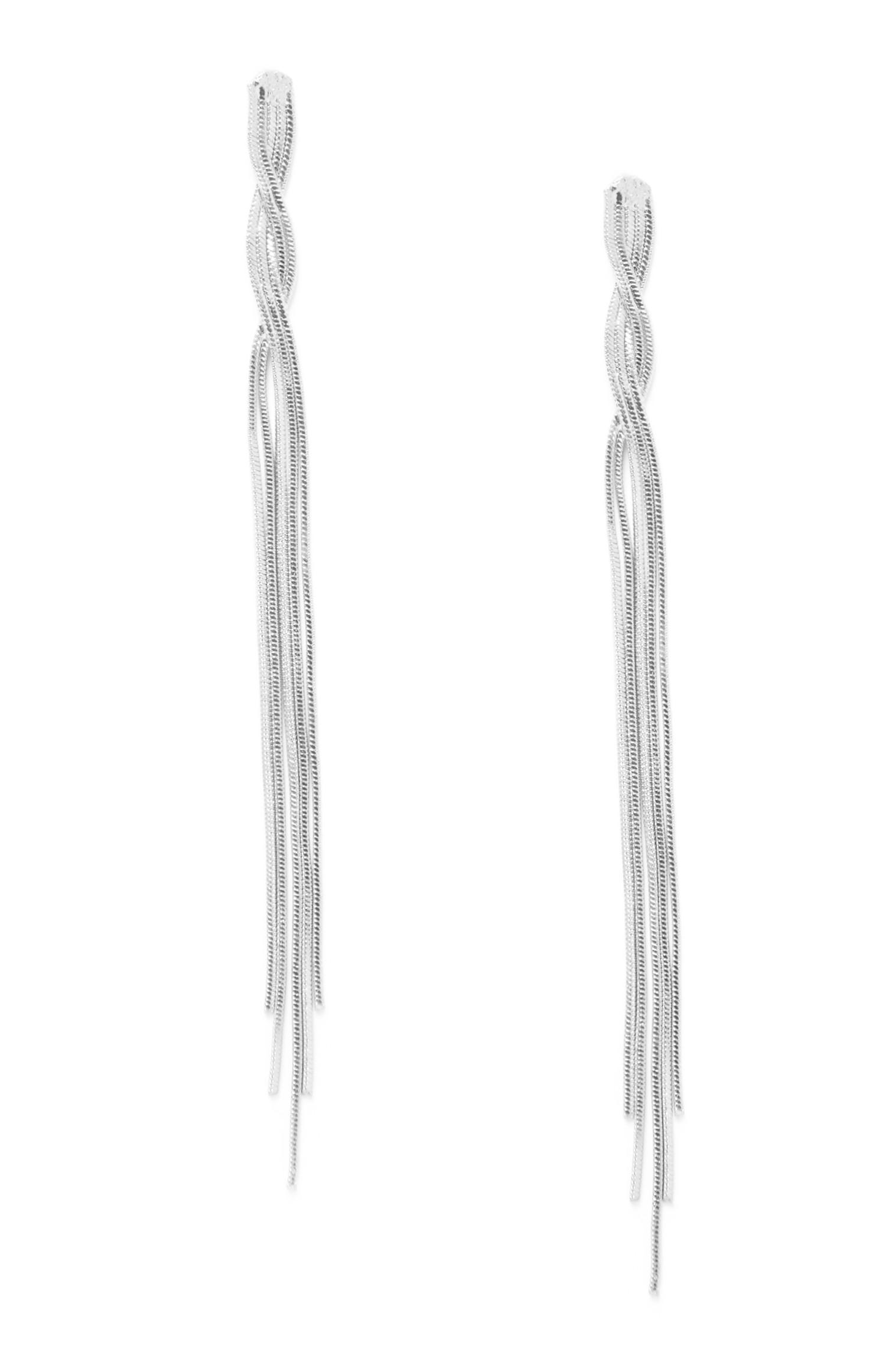 Pendants d'oreilles blancs en chaîne torsadée