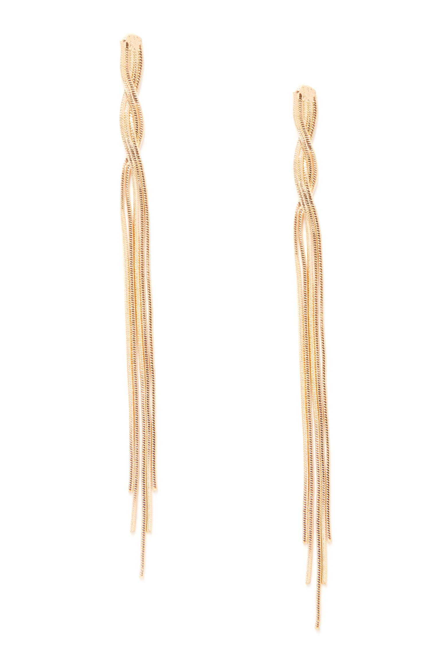 Brincos pendentes corrente torcida amarelo