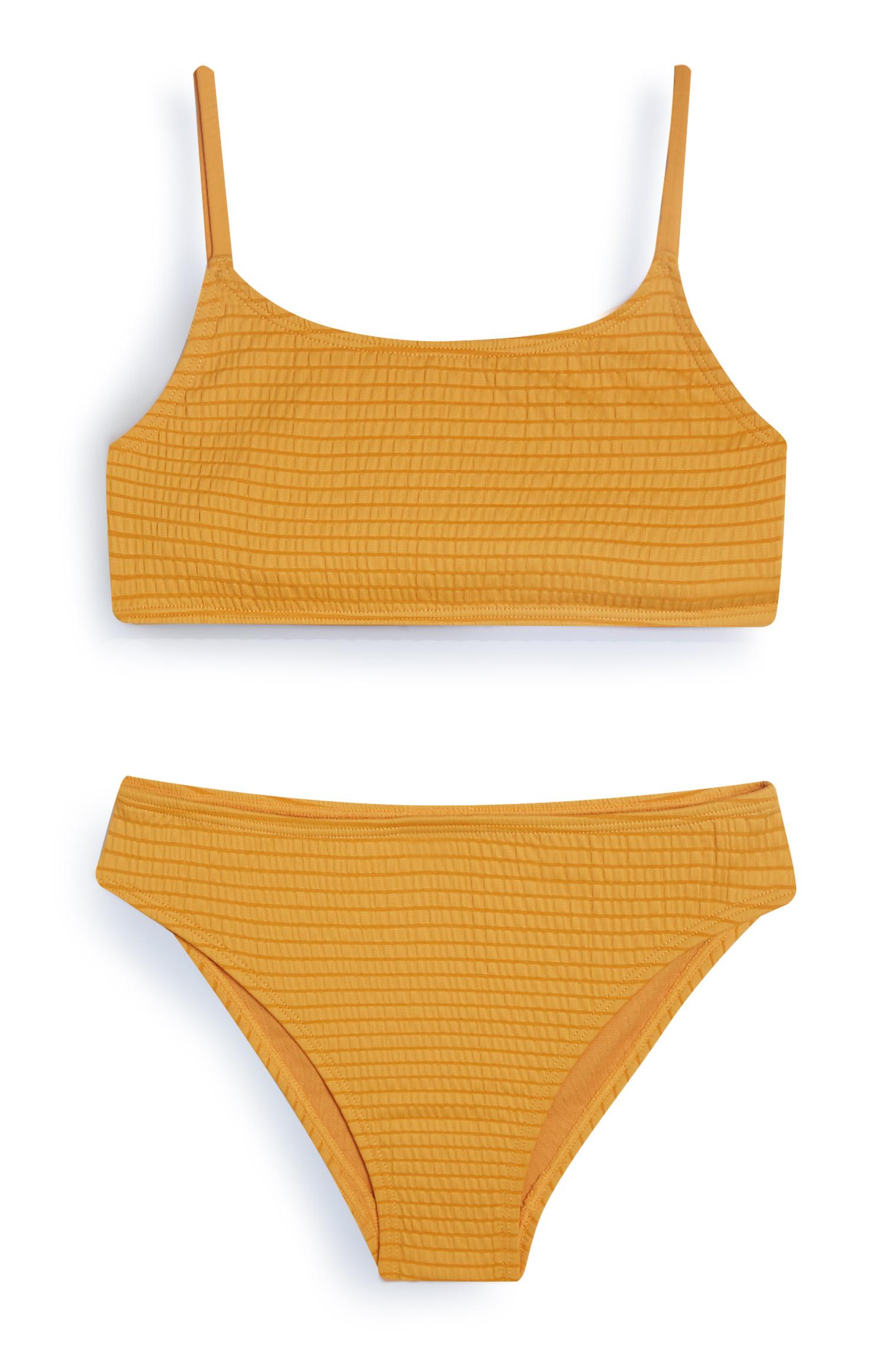 Biquíni textura rapariga mostarda
