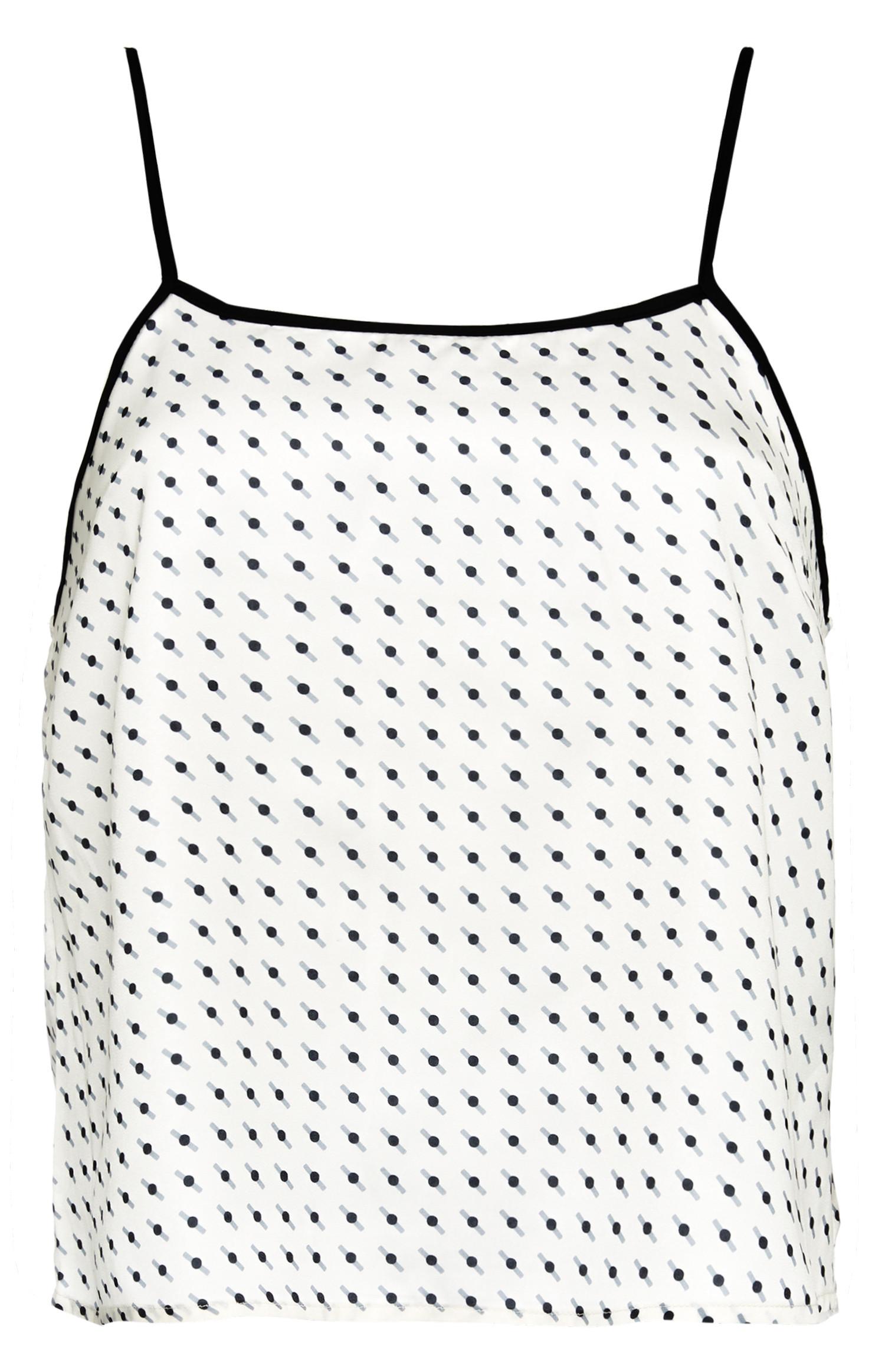 Črno-bela majica z naramnicami in geo vzorcem