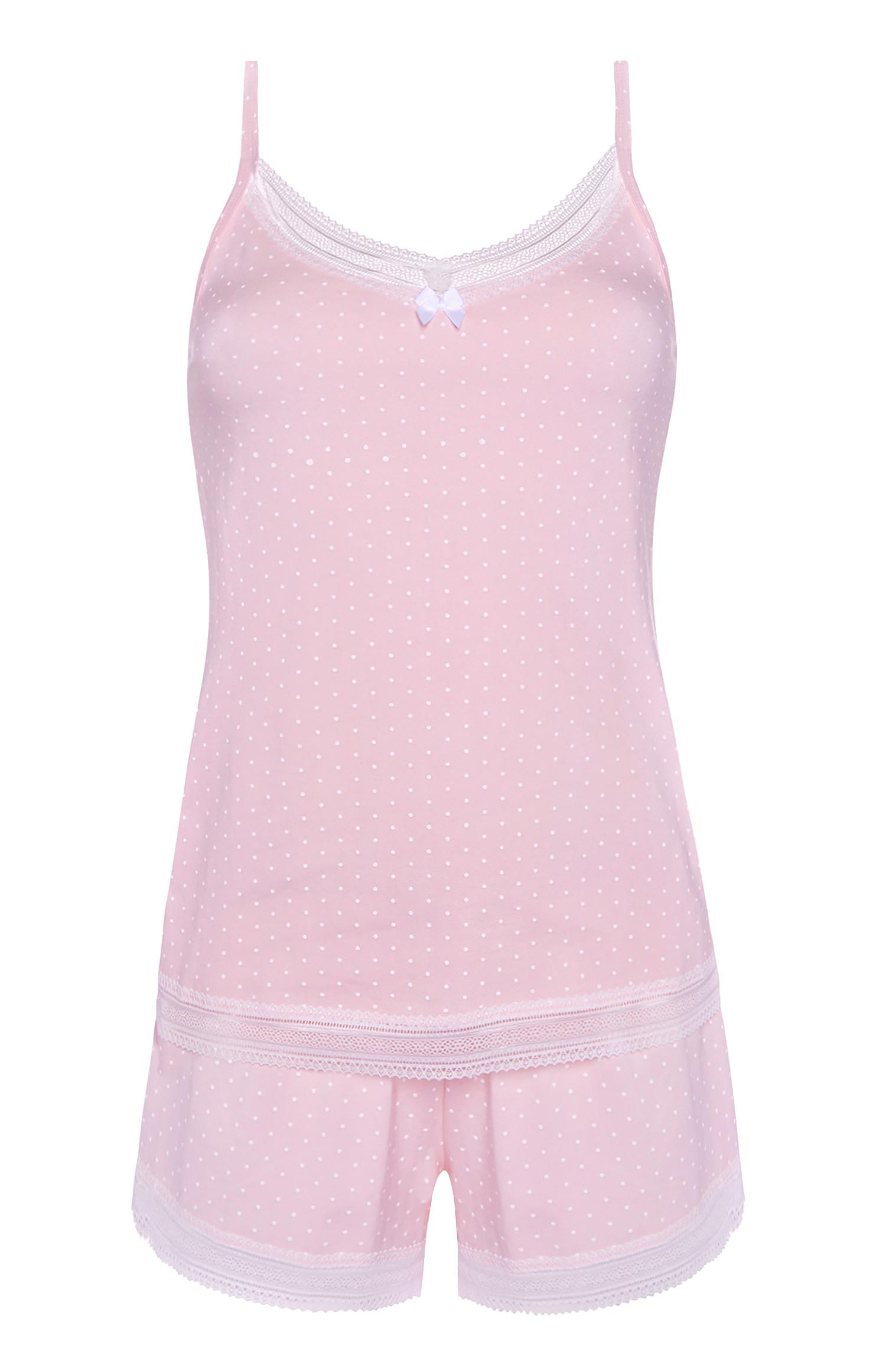 Caraco et short de pyjama roses à pois