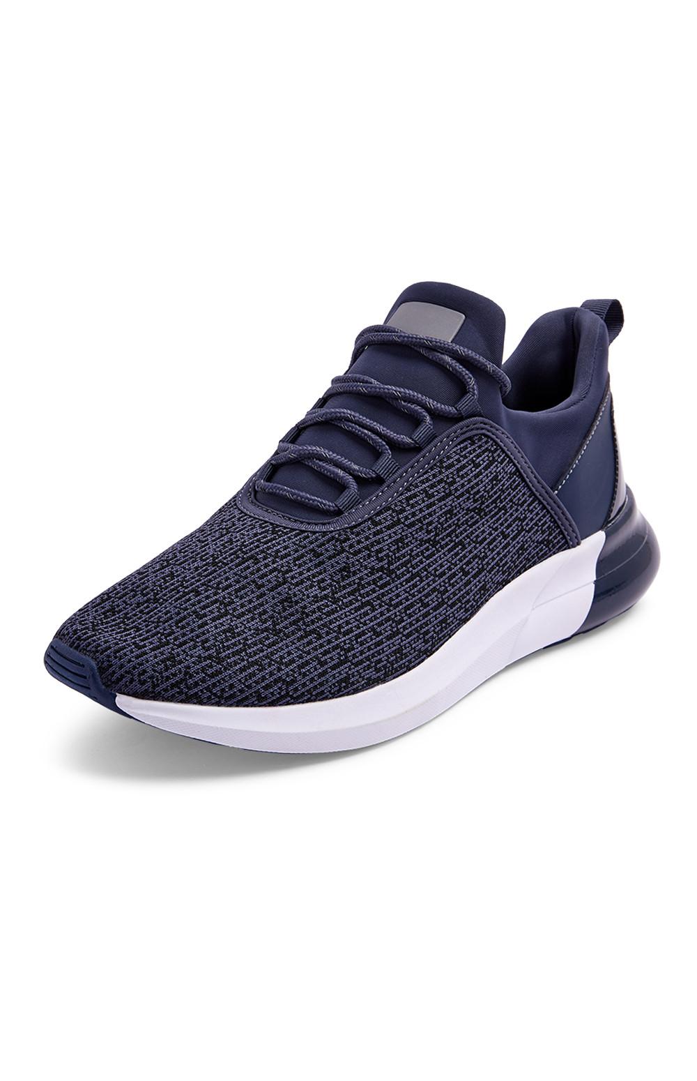 Trainer blu navy con tallone lucido lavorate a maglia