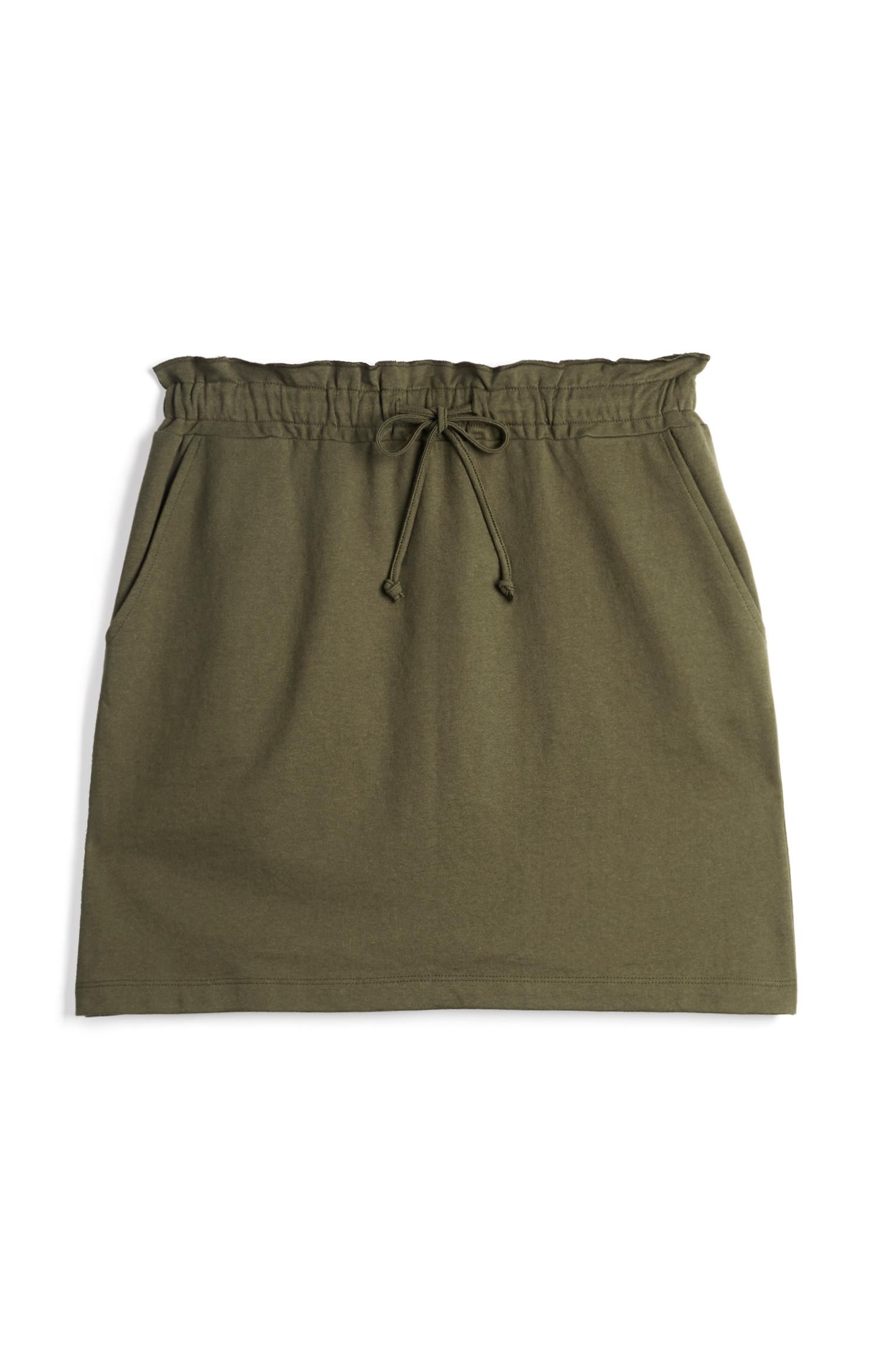 Minijupe kaki à cordon de serrage