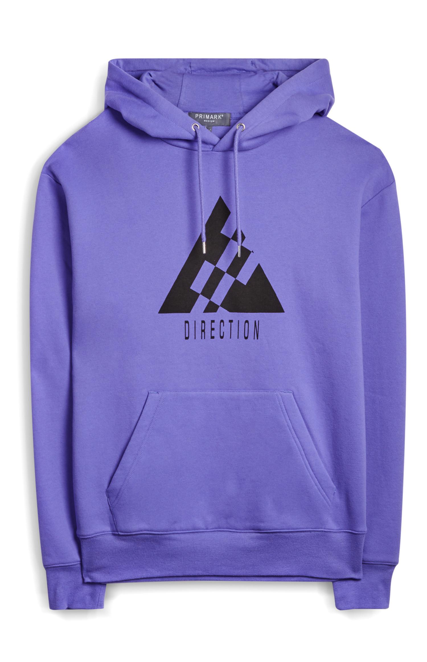 Sweat à capuche violet Direction avec poche sur le devant