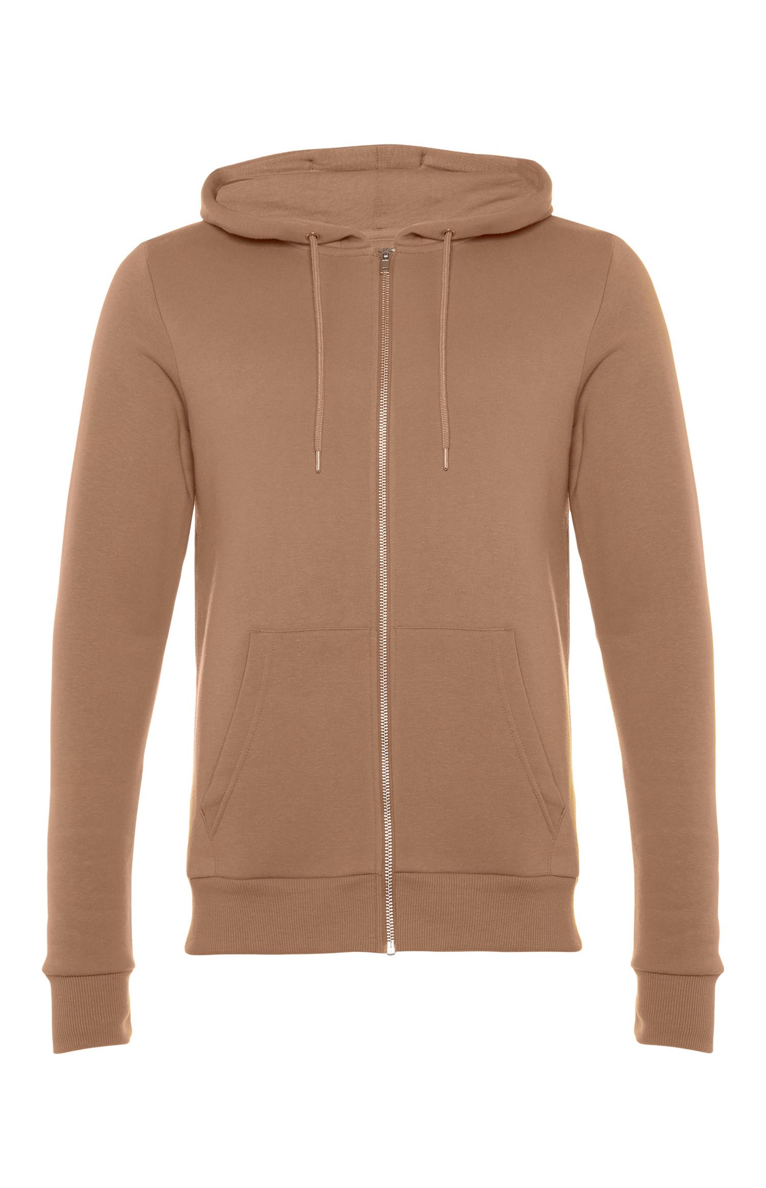 Casaco capuz fecho correr castanho-claro