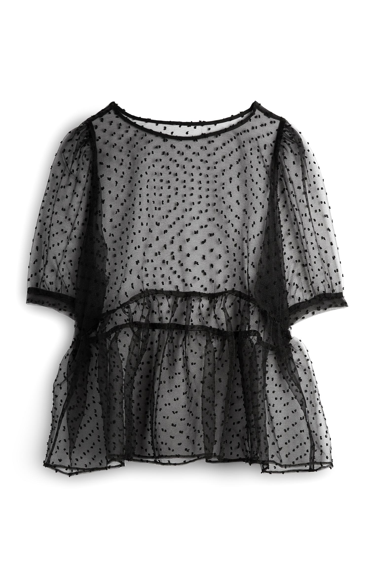 Blusa manga balão rede preto