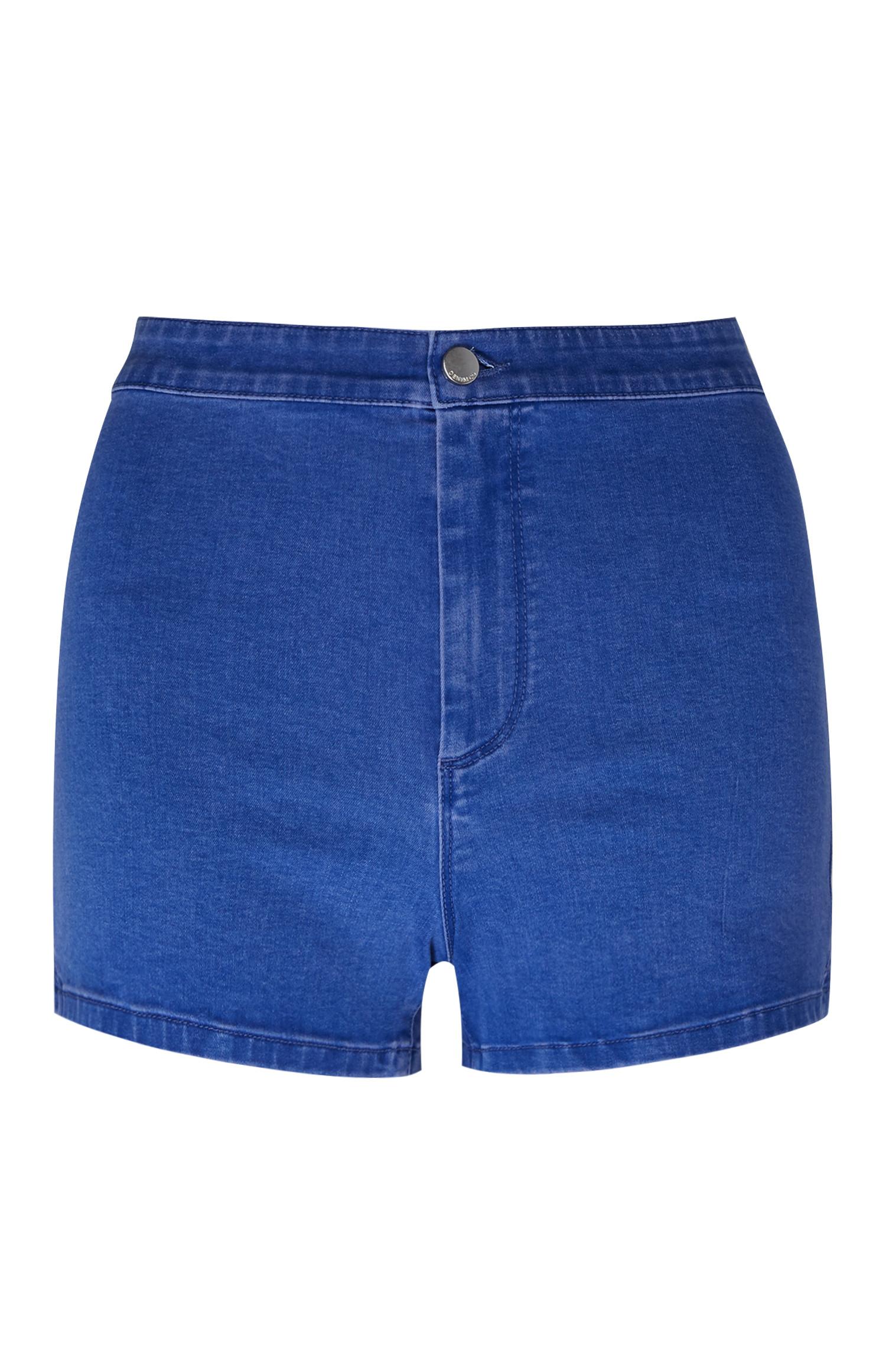 Short slim bleu vif taille haute