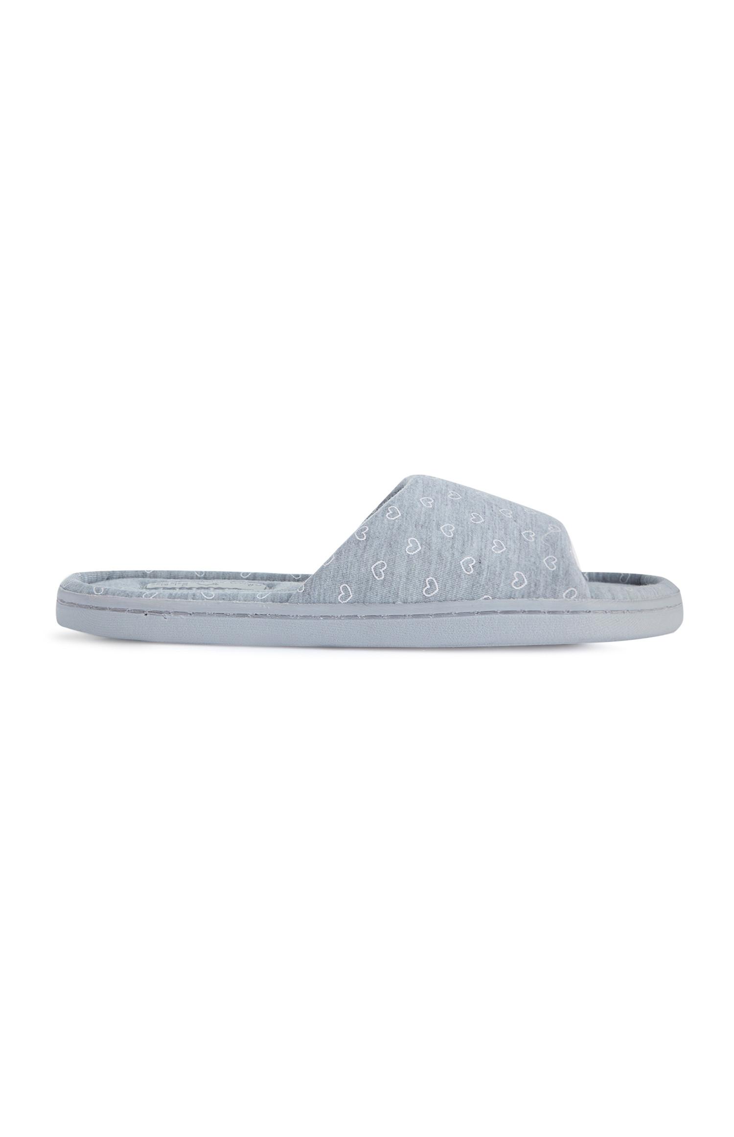 grey fluffy sliders primark