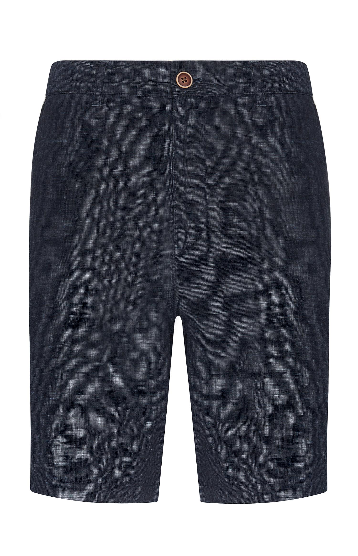 Calções chino linho azul-marinho