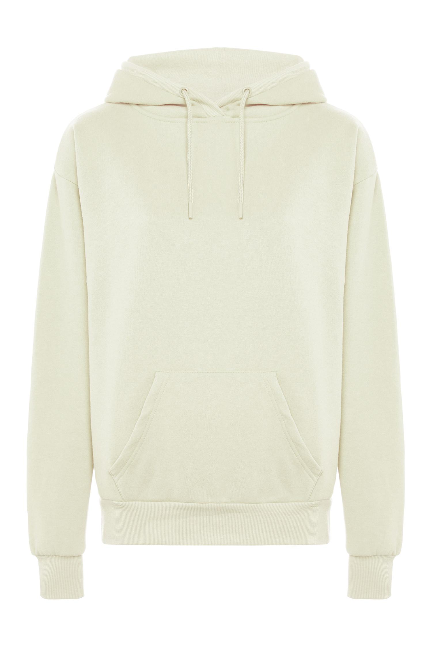 Camisola capuz bolsos frente cru