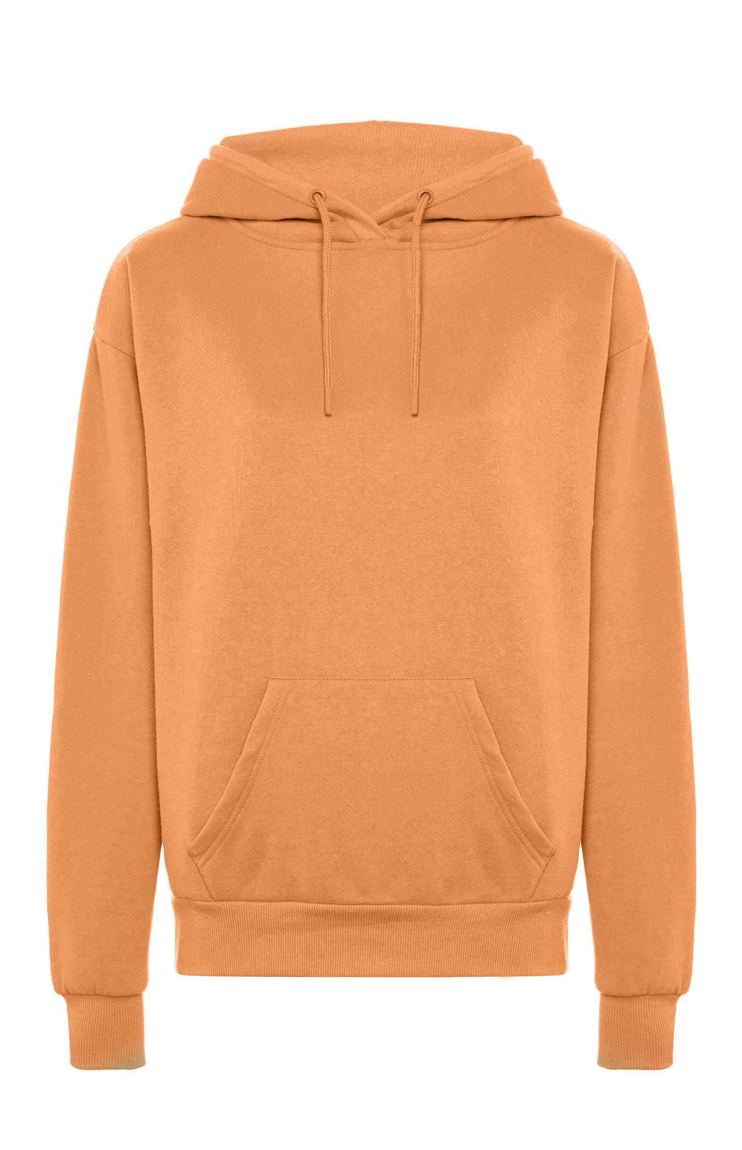 Camisola capuz bolsos frente mostarda