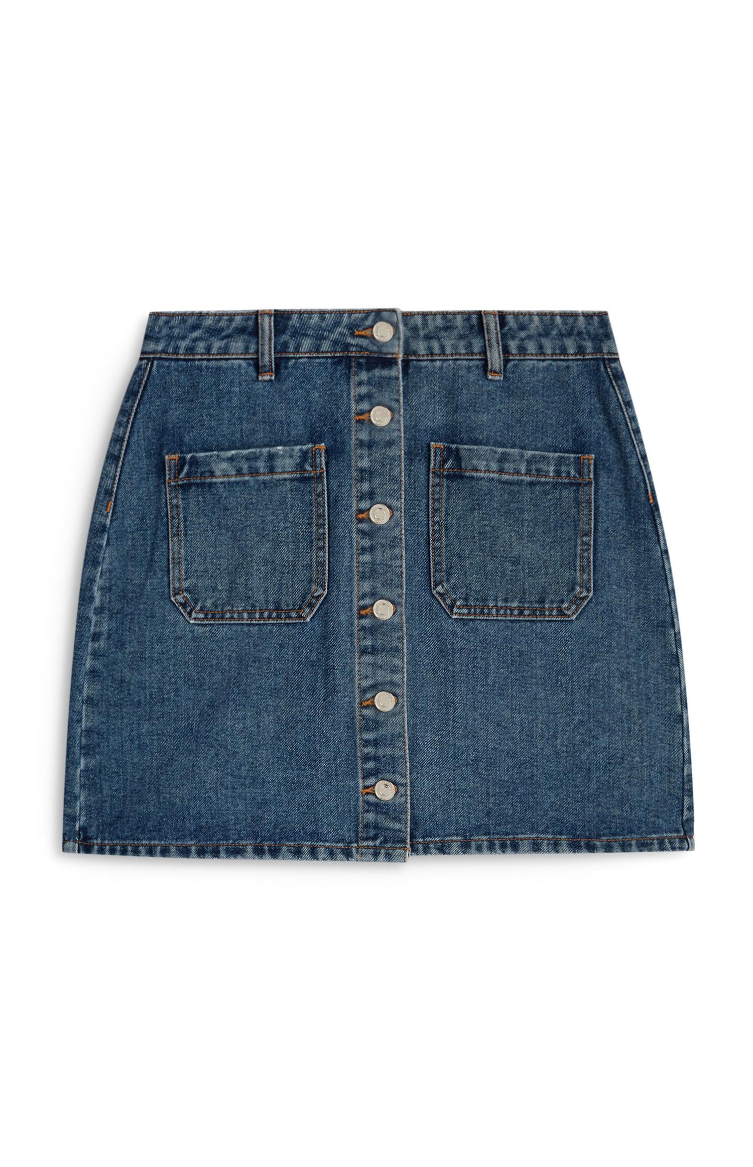 Minijupe en denim bleu moyen boutonnée sur le devant