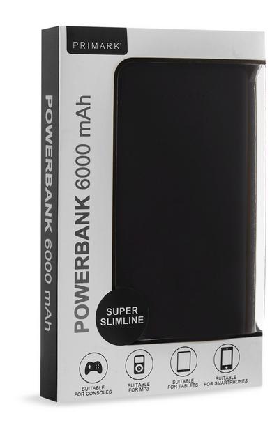 Schwarze Super Slimline 6000 mAh Powerbank