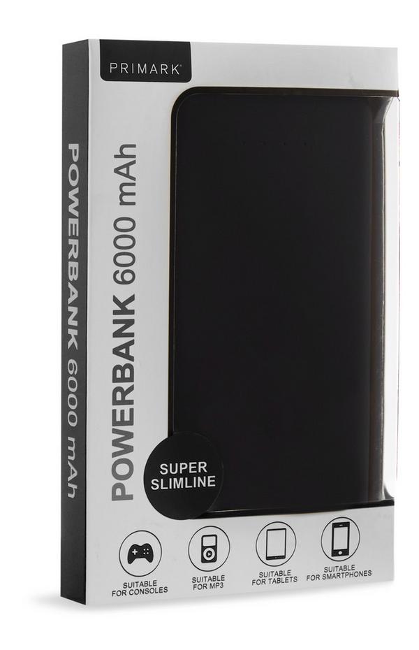 Batería portátil negra superfina de 6000 mAh