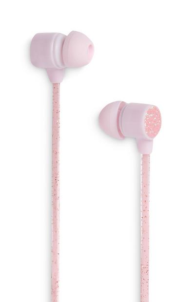 Pink Glittery Earphones