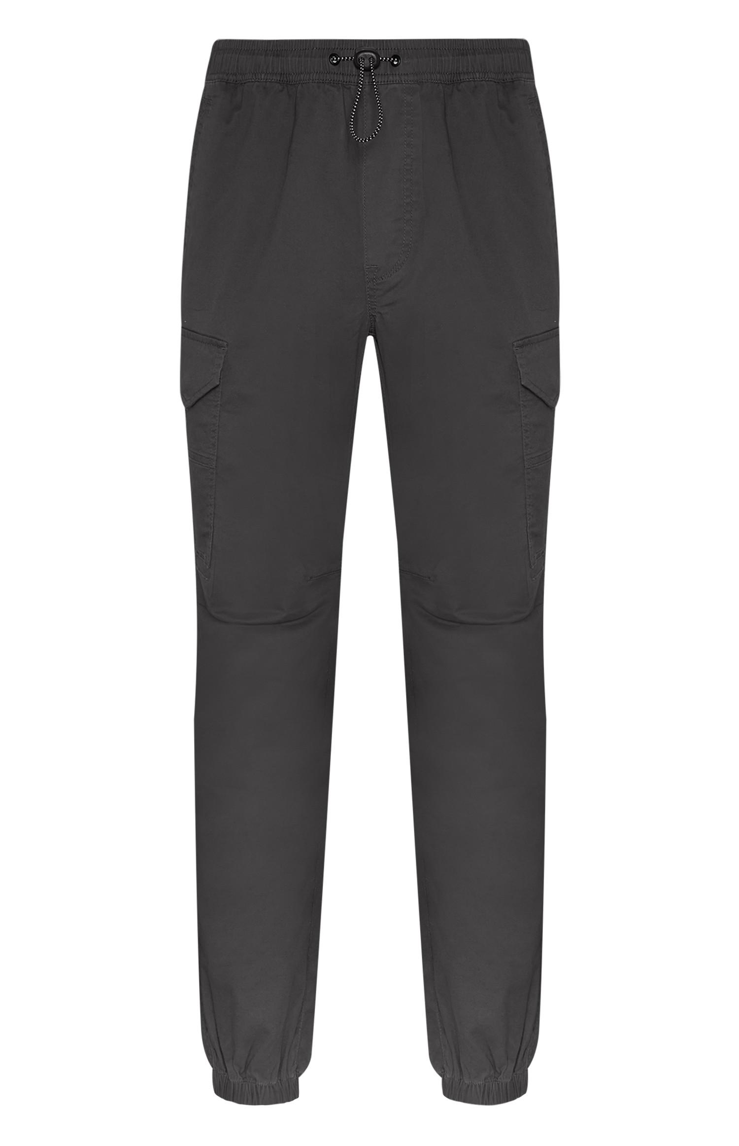 Pantalon cargo gris léger à bords-côtes