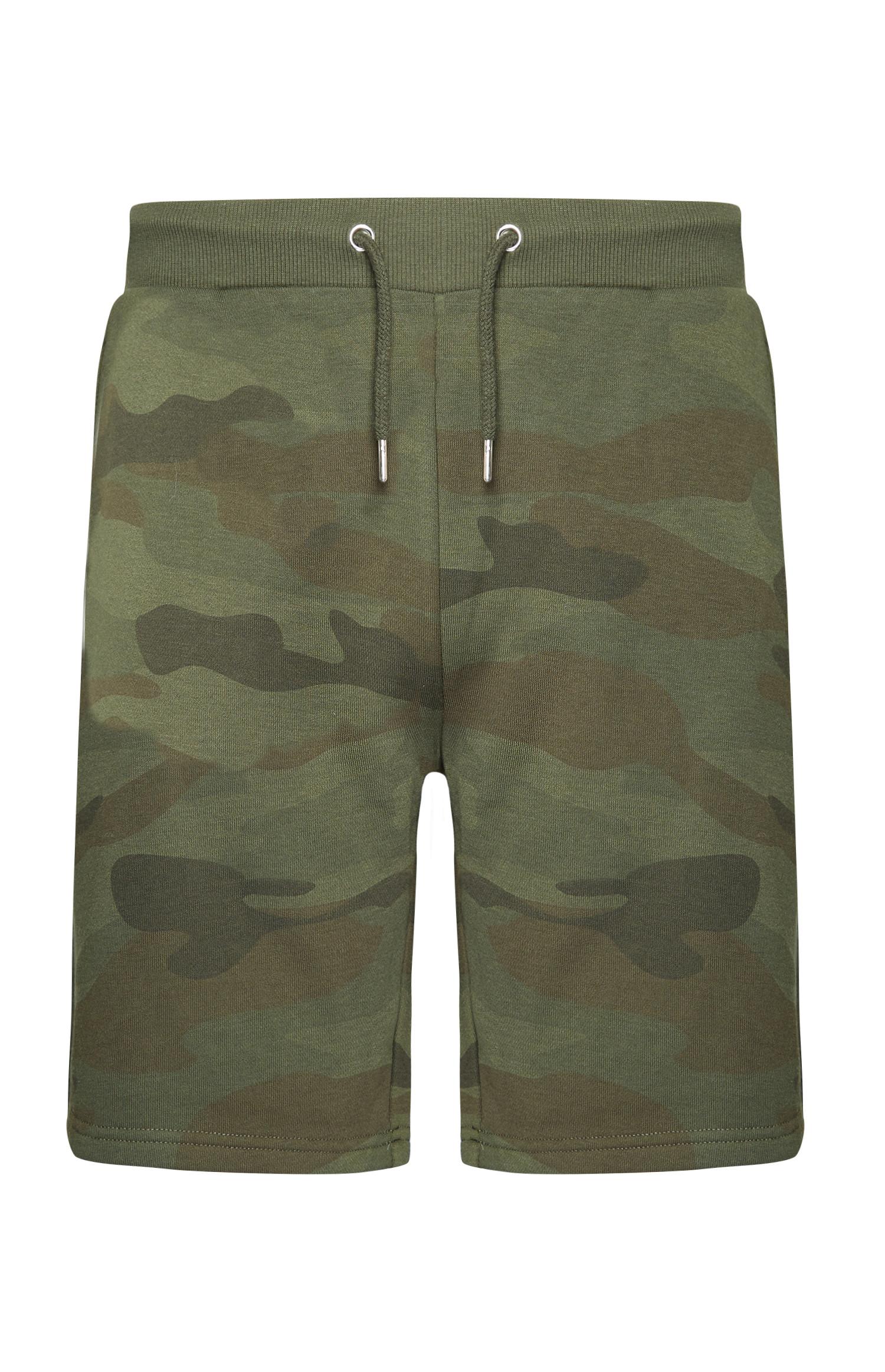 Calções padrão camuflado caqui