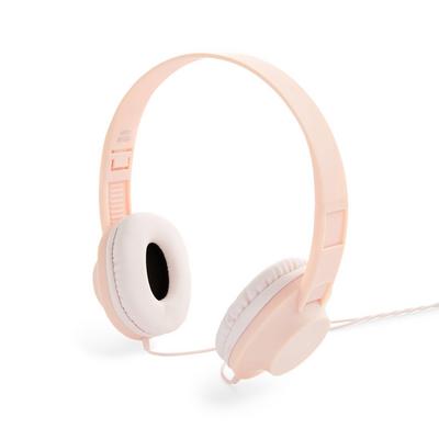 Růžová stereofonní sluchátka