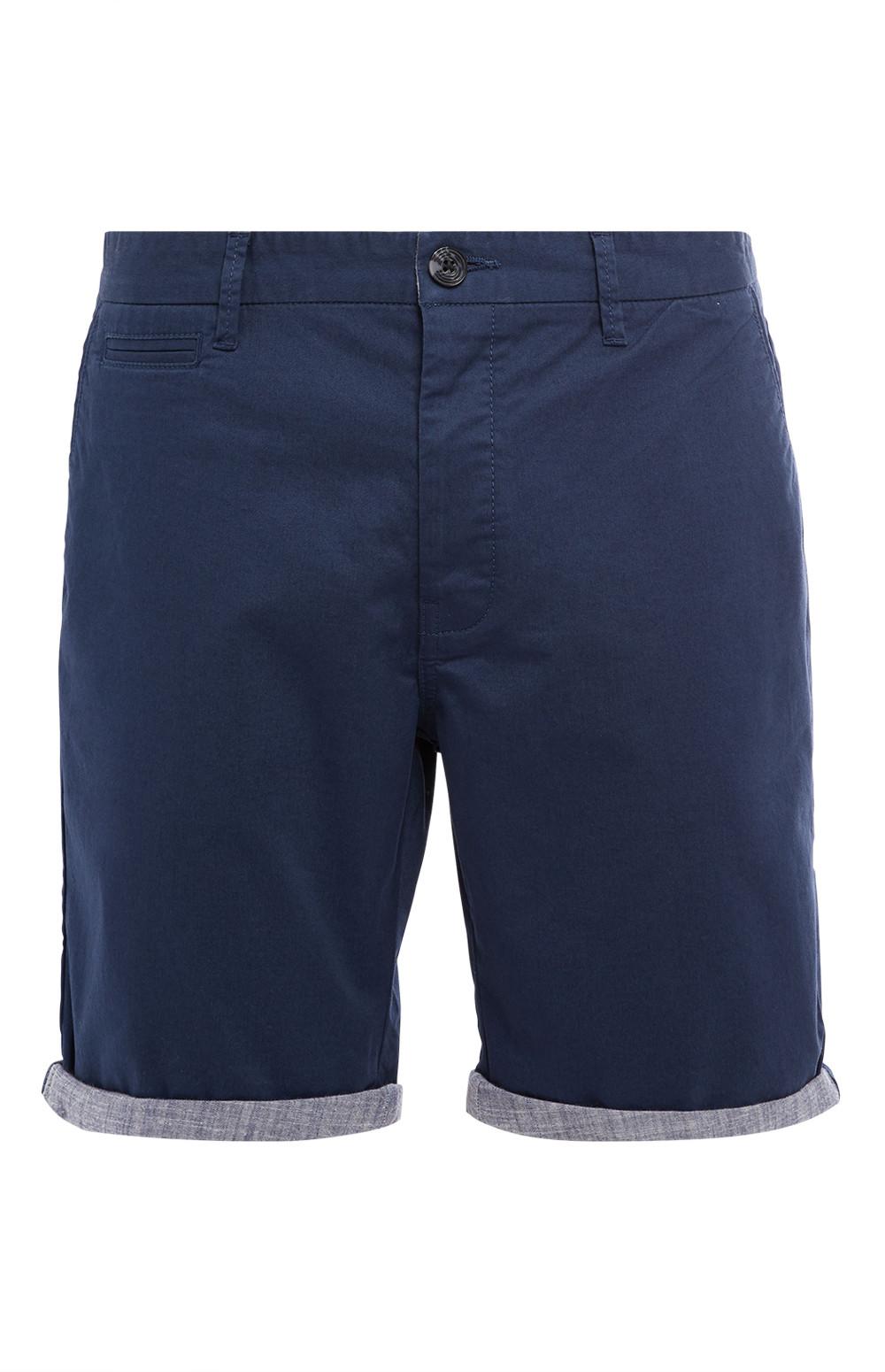 Calções chino cambraia azul-marinho