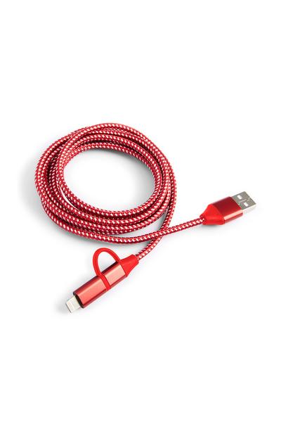 1 meter dolg rdeč polnilni kabel z dvojno glavo