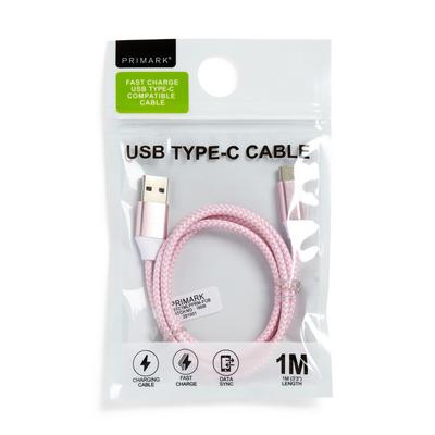 Pink USB Charging Cable, 1M