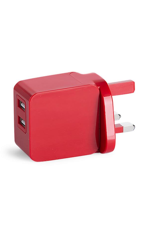 Red Dual USB Plug