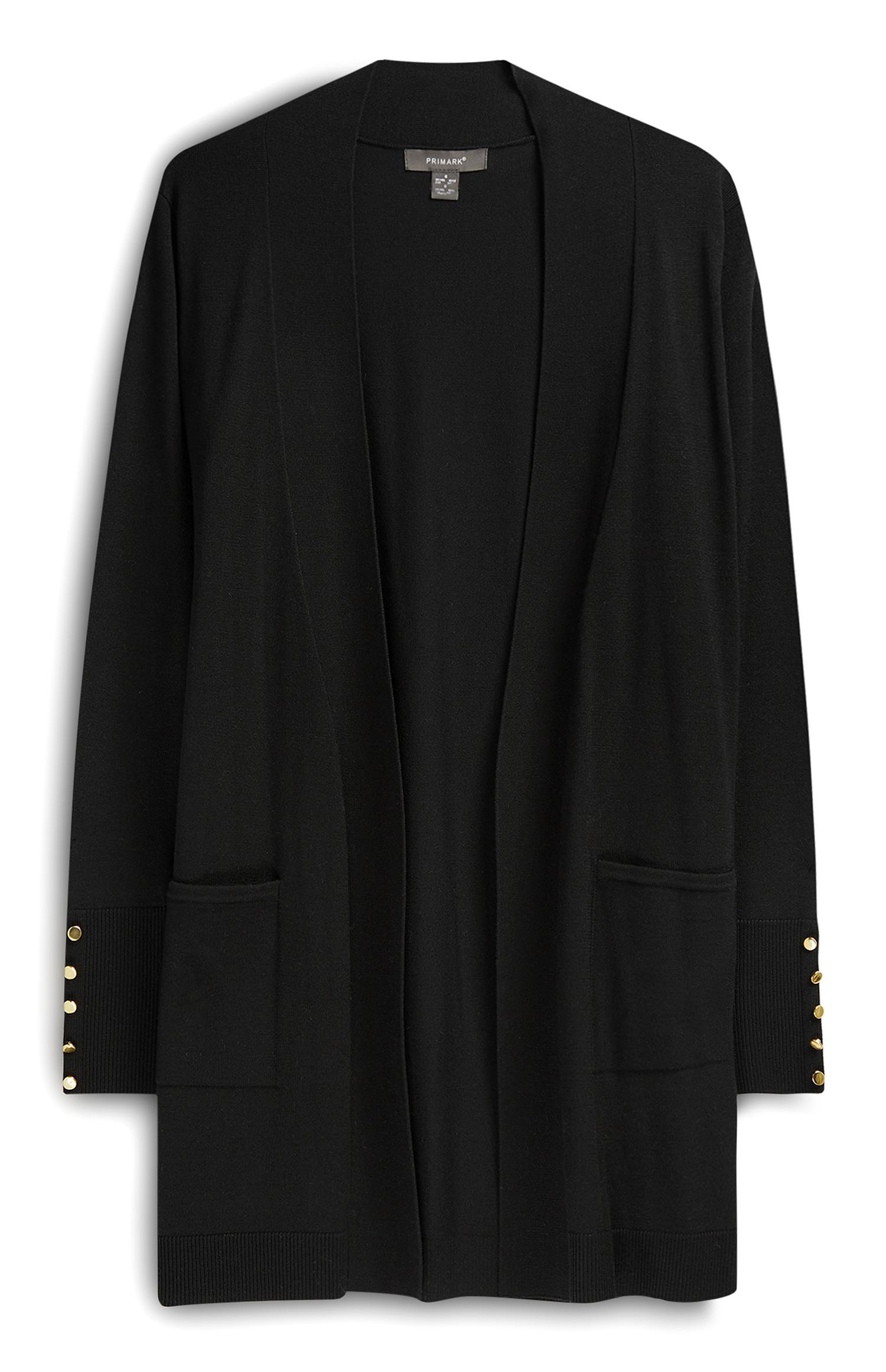 Casaco malha formal com bolsos preto