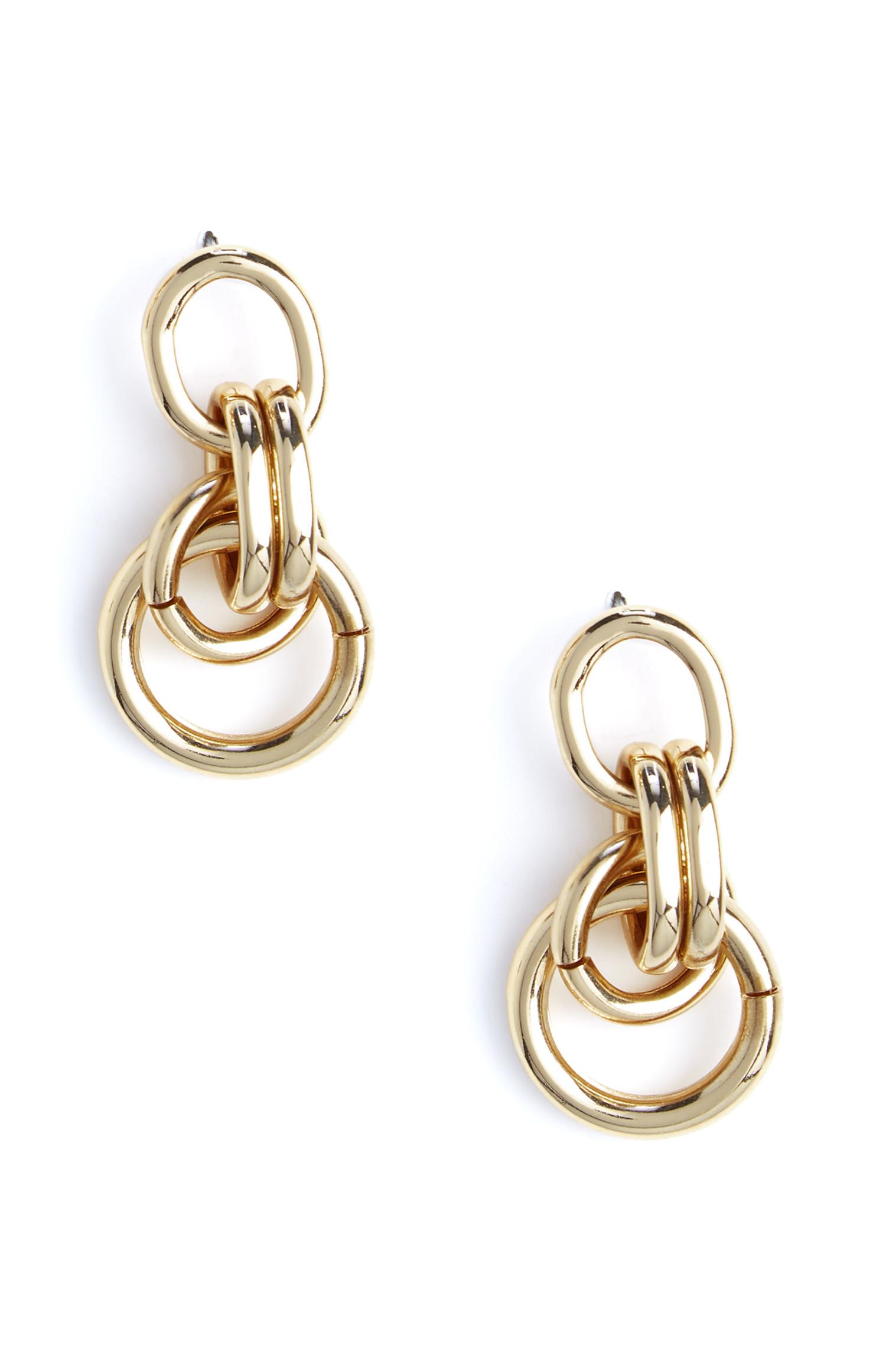 Pendants d'oreilles dorés en chaîne