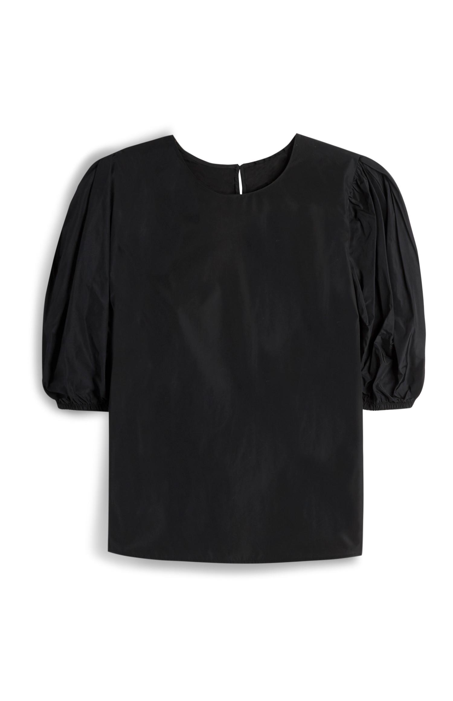 Blusa mangas balão tafetá preto