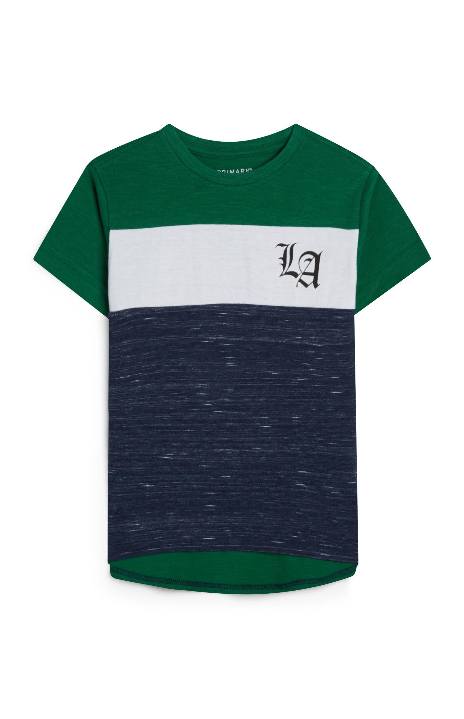 T-shirt verde cut and sew LA da bambino