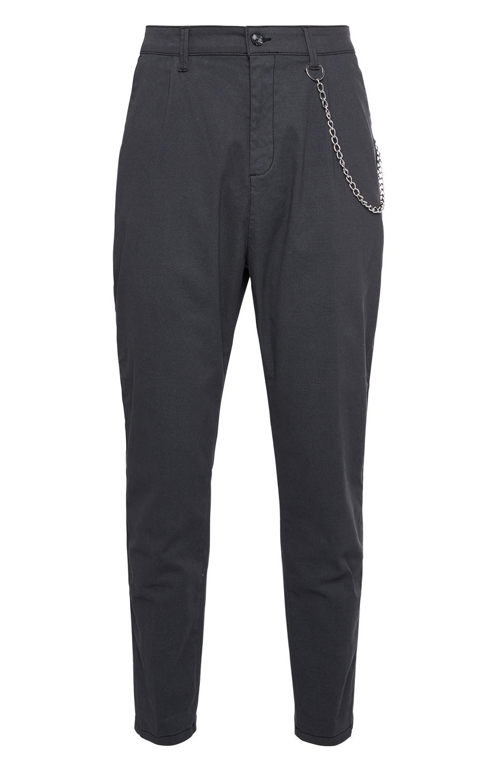 Pantalon fuselé noir avec chaîne sur le côté
