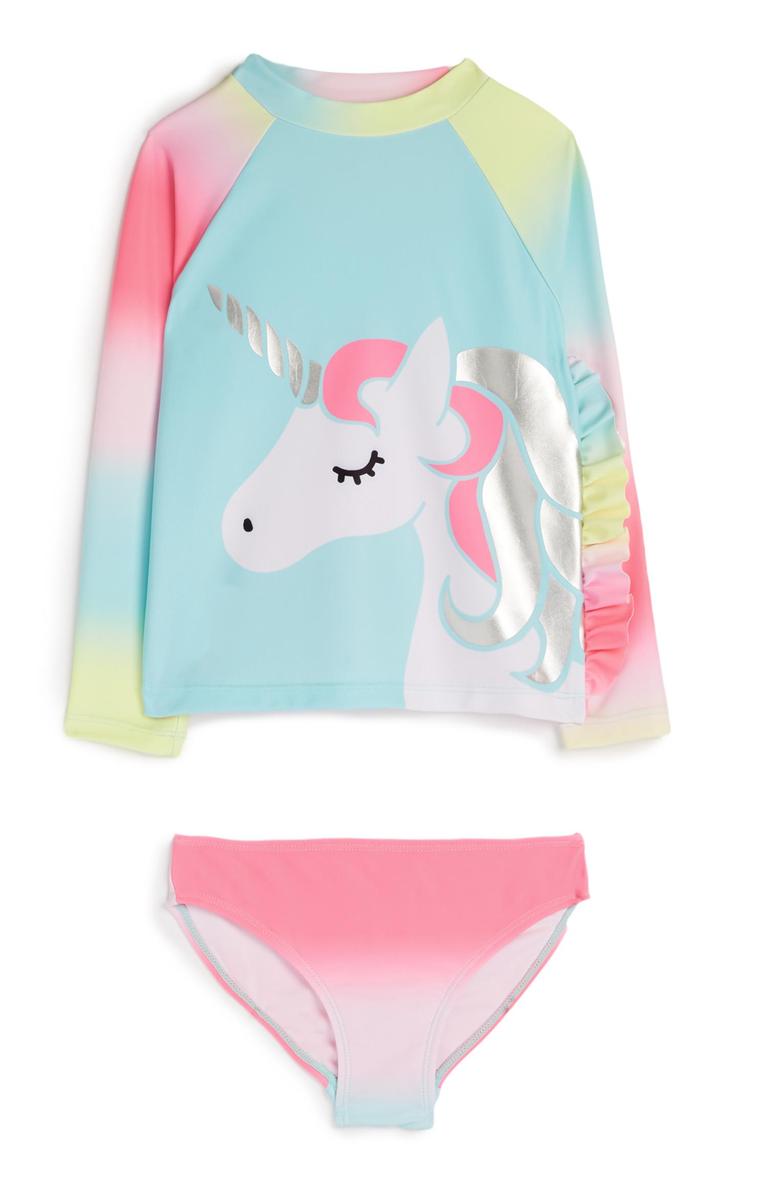 Mavrični tankini z dolgimi rokavi za deklice