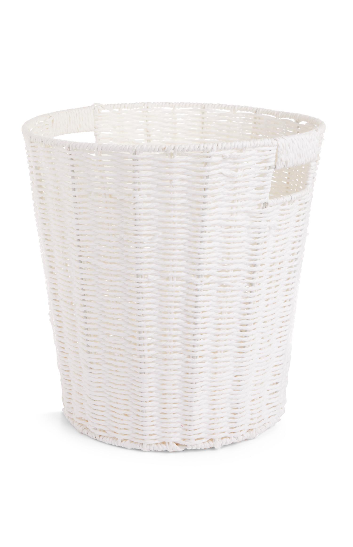 Pletena krožna košara bele barve