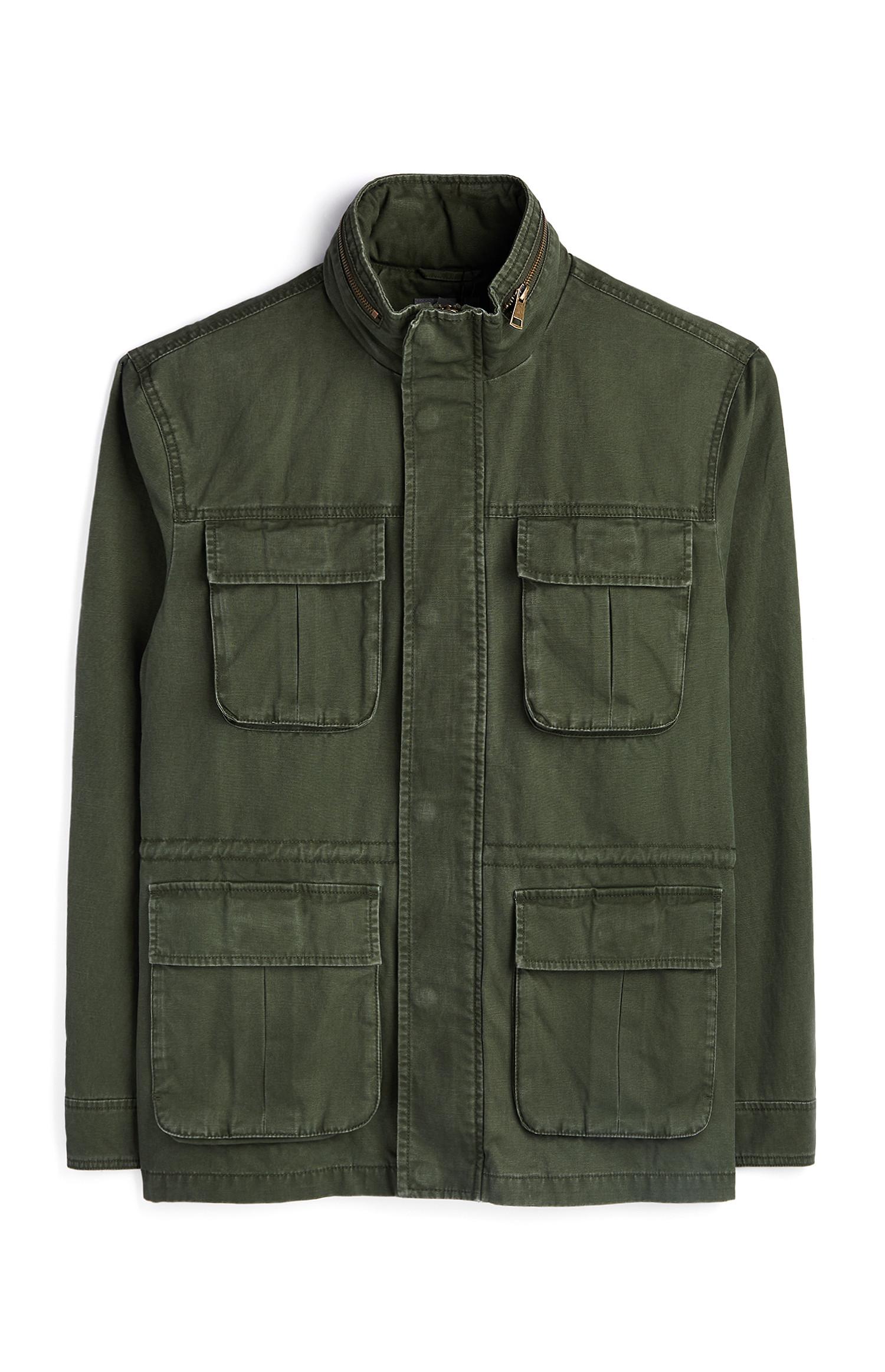 Casaco prático estilo militar 4 bolsos caqui