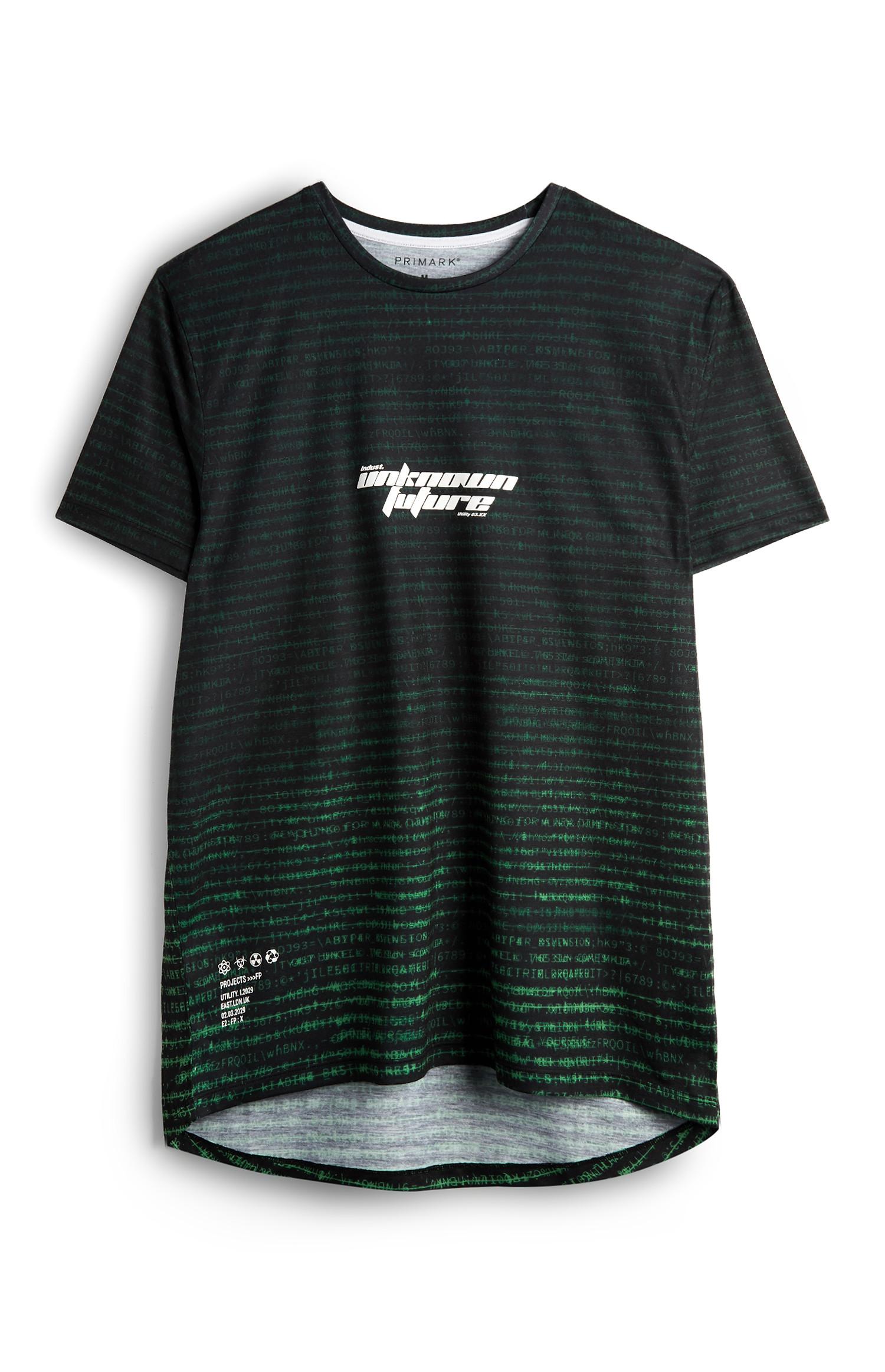 T-shirt desbotada texto verde