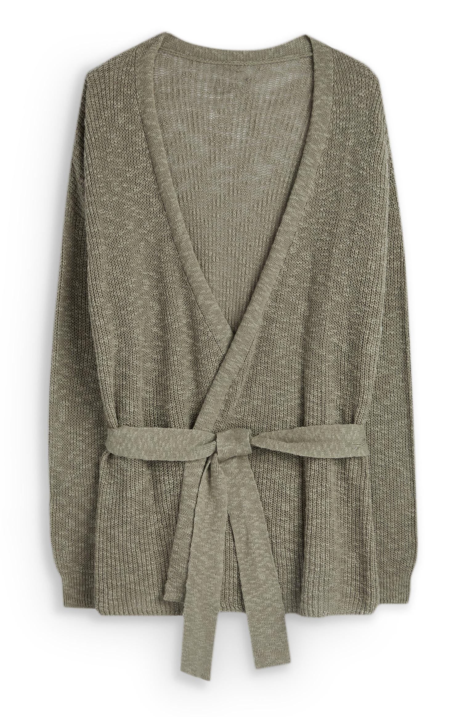 Cardigan kaki à ceinture
