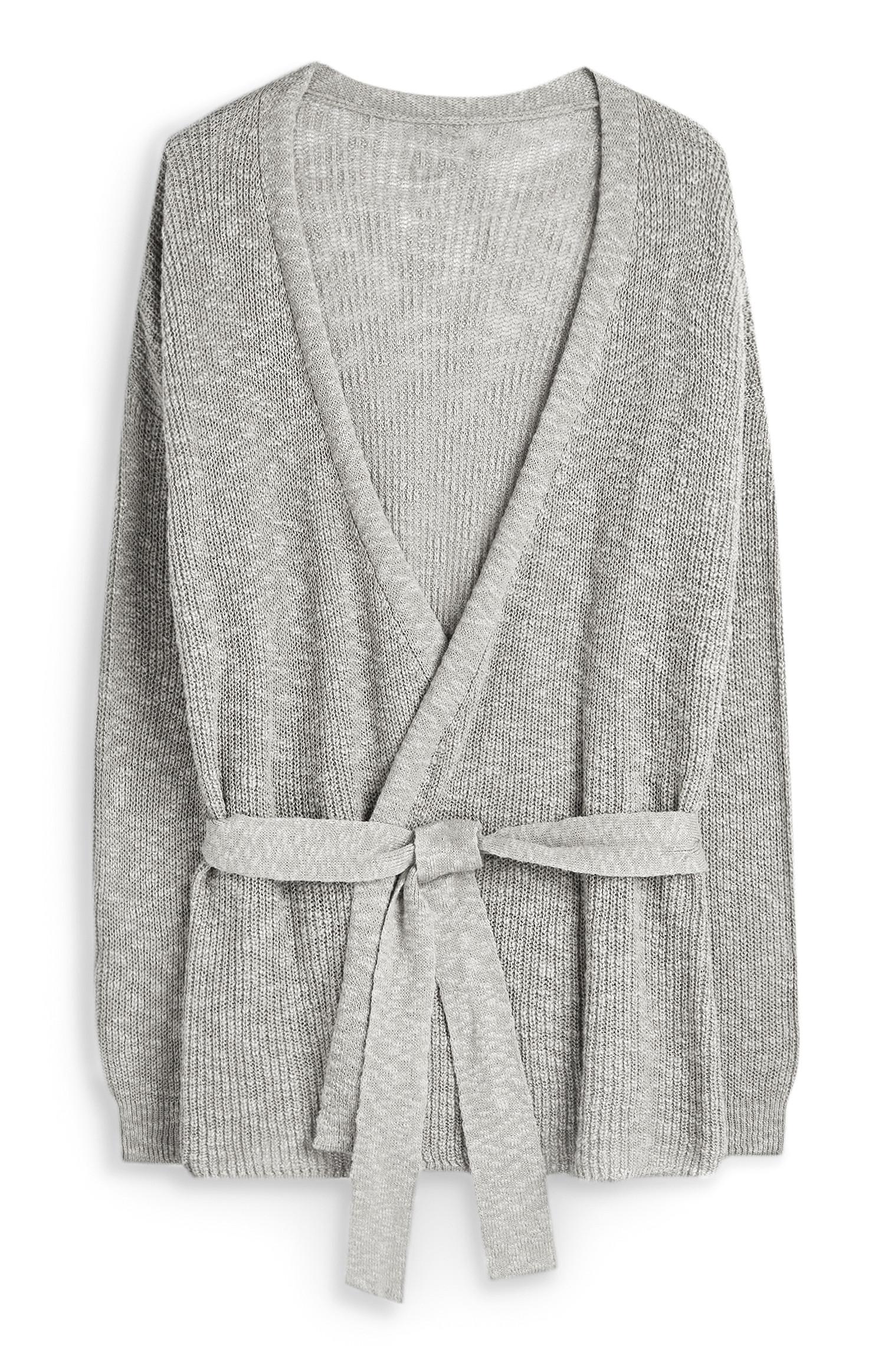 Cardigan gris à ceinture