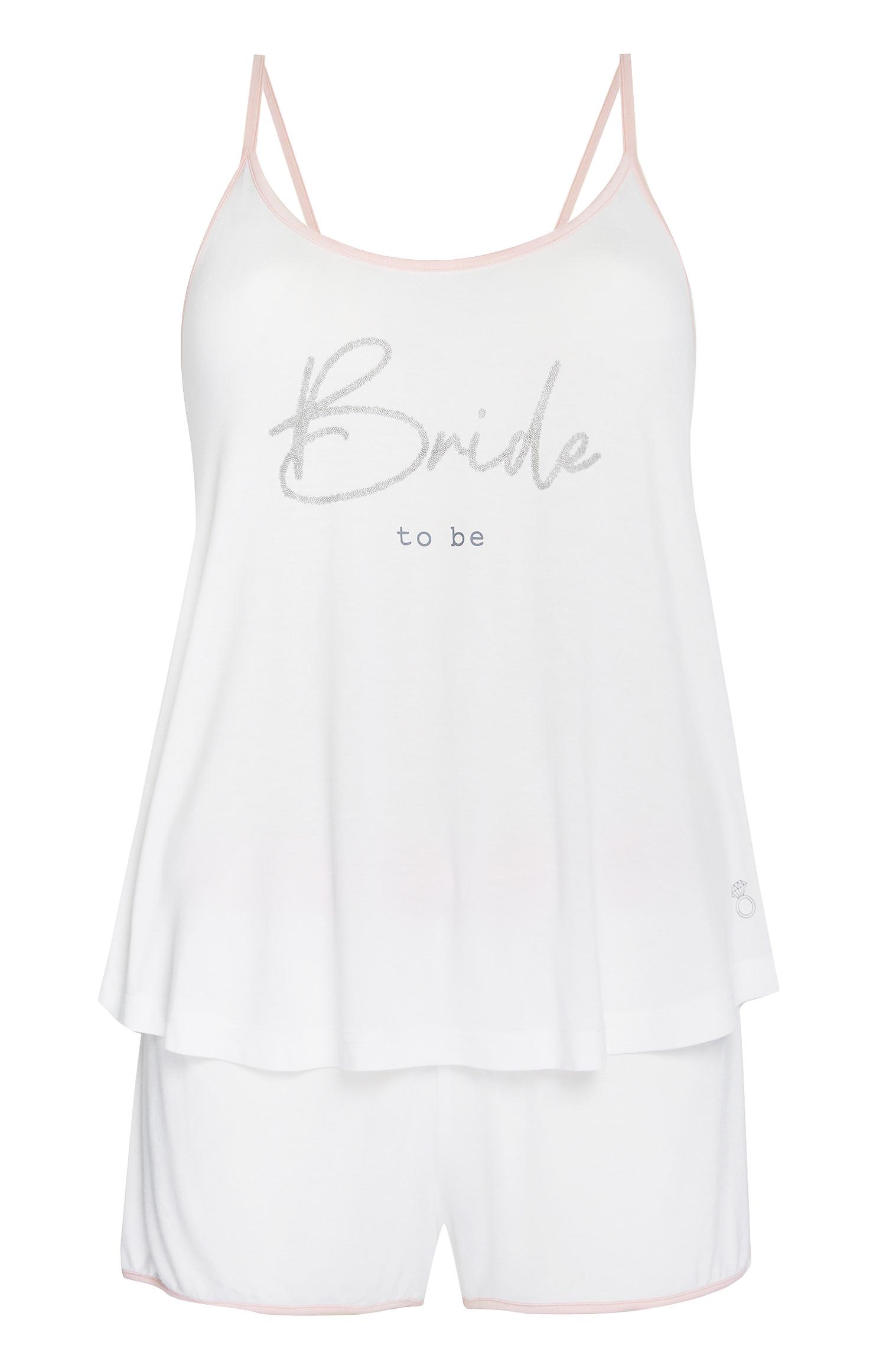 Top alças/calções pijama Bride To Be branco