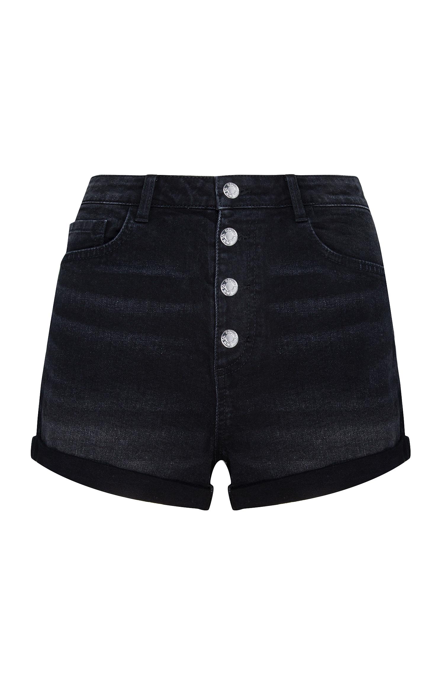 Short noir à boutons apparents