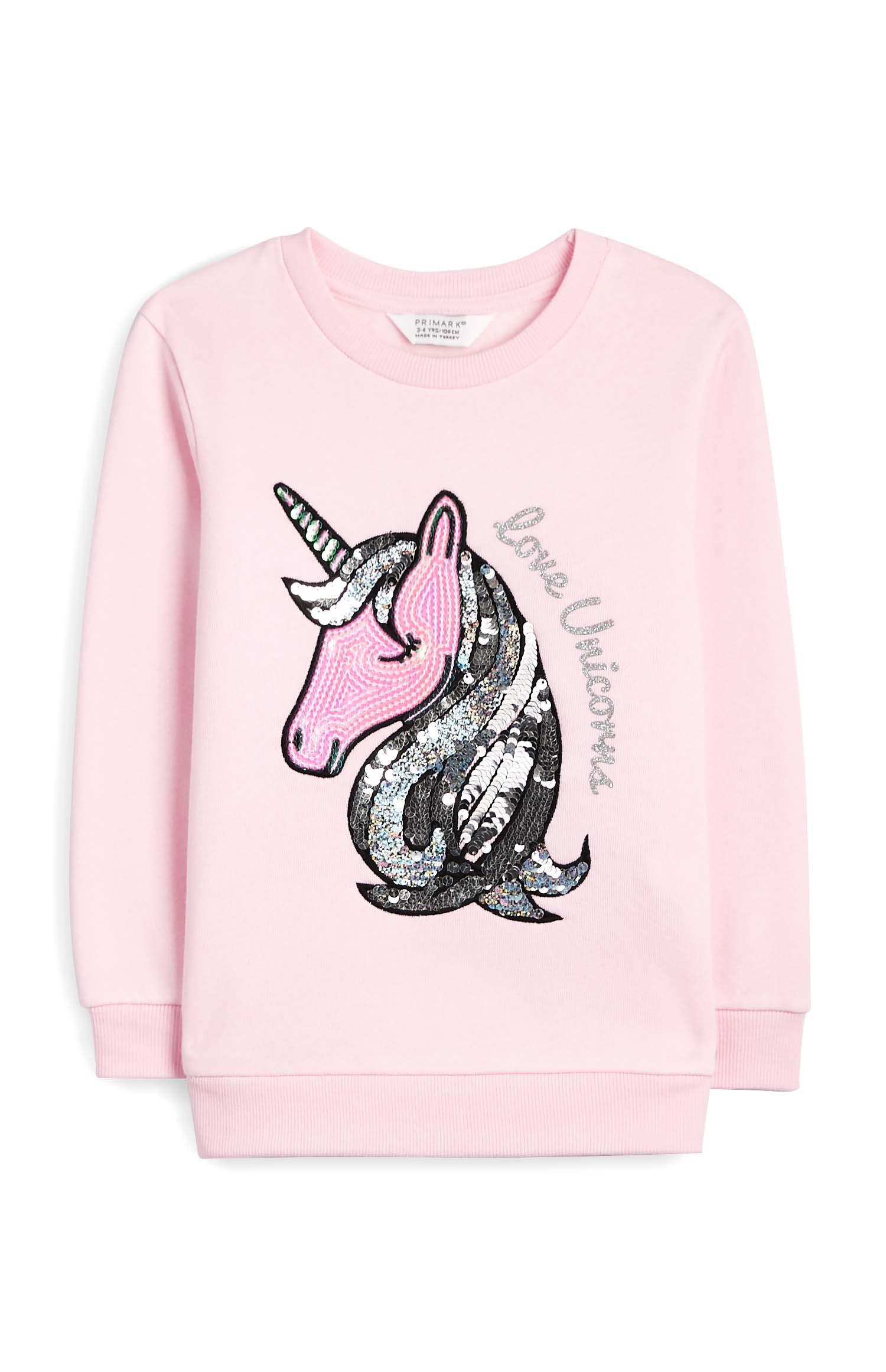 Pulover z bleščicami in samorogom za mlajša dekleta