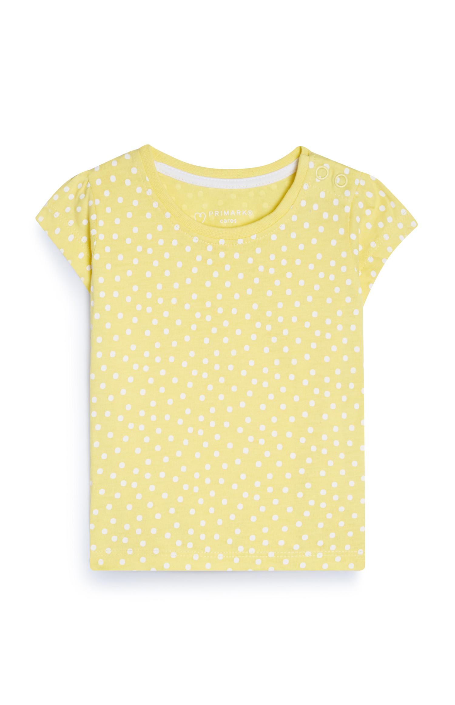 Dekliška rumena majica z belimi pikicami za dojenčke