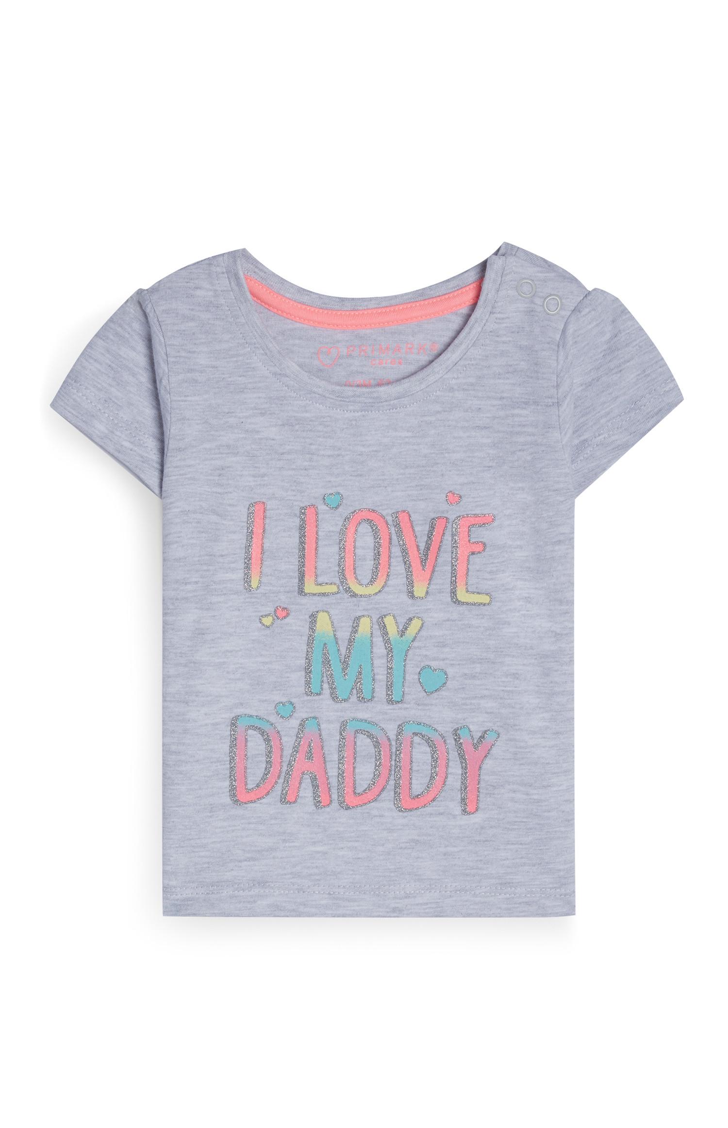 T-shirt slogan I Love My Daddy menina bebé cinzento