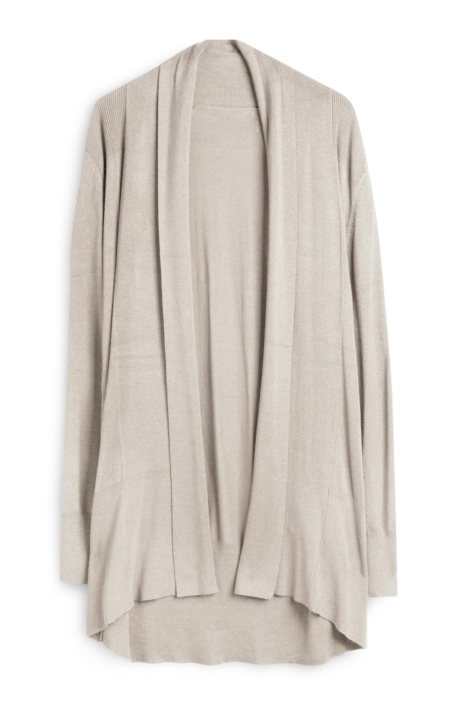 Casaco malha fluído efeito cascata bege