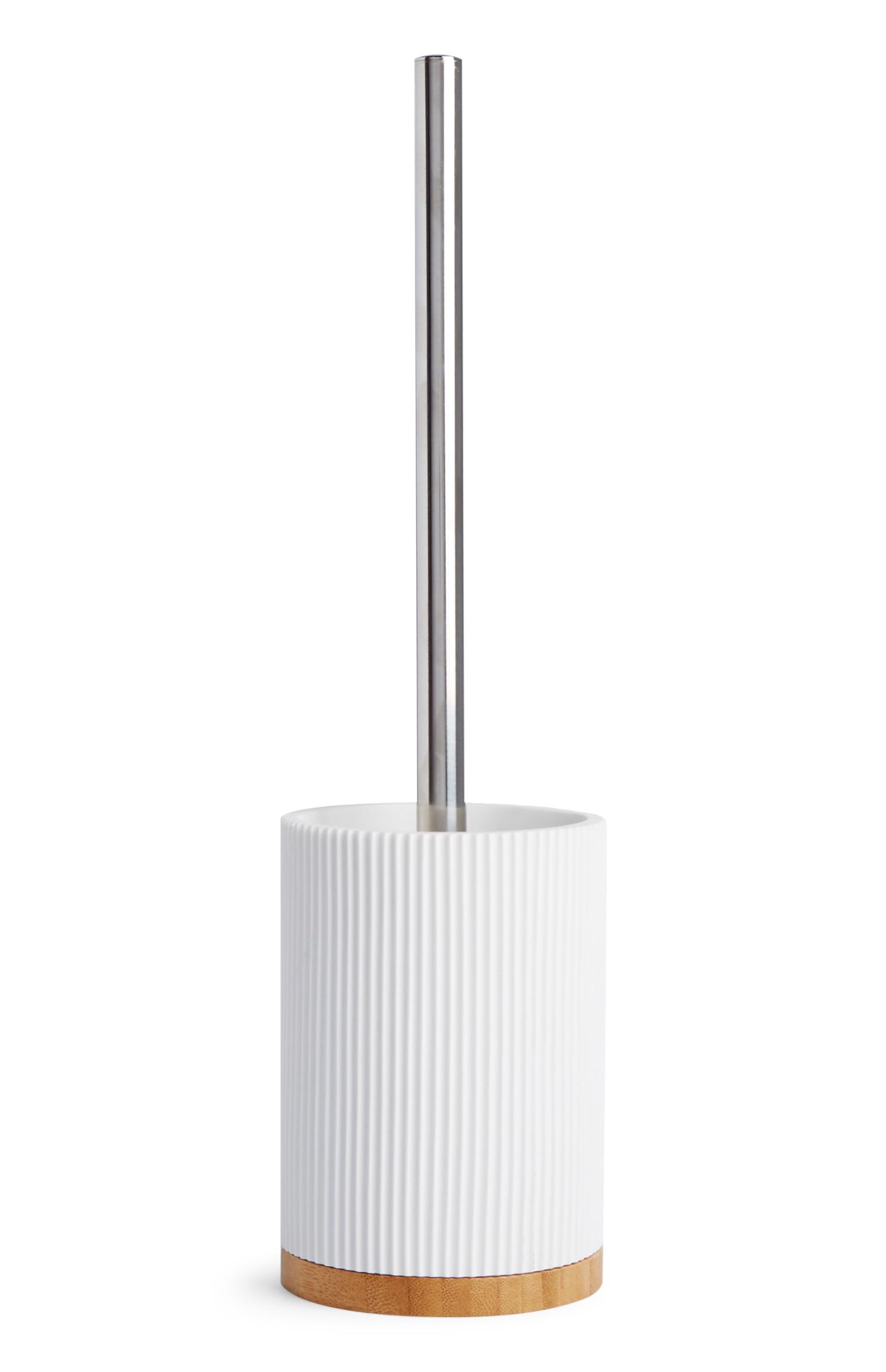 Belo rebrasto stojalo in ščetka za stranišče