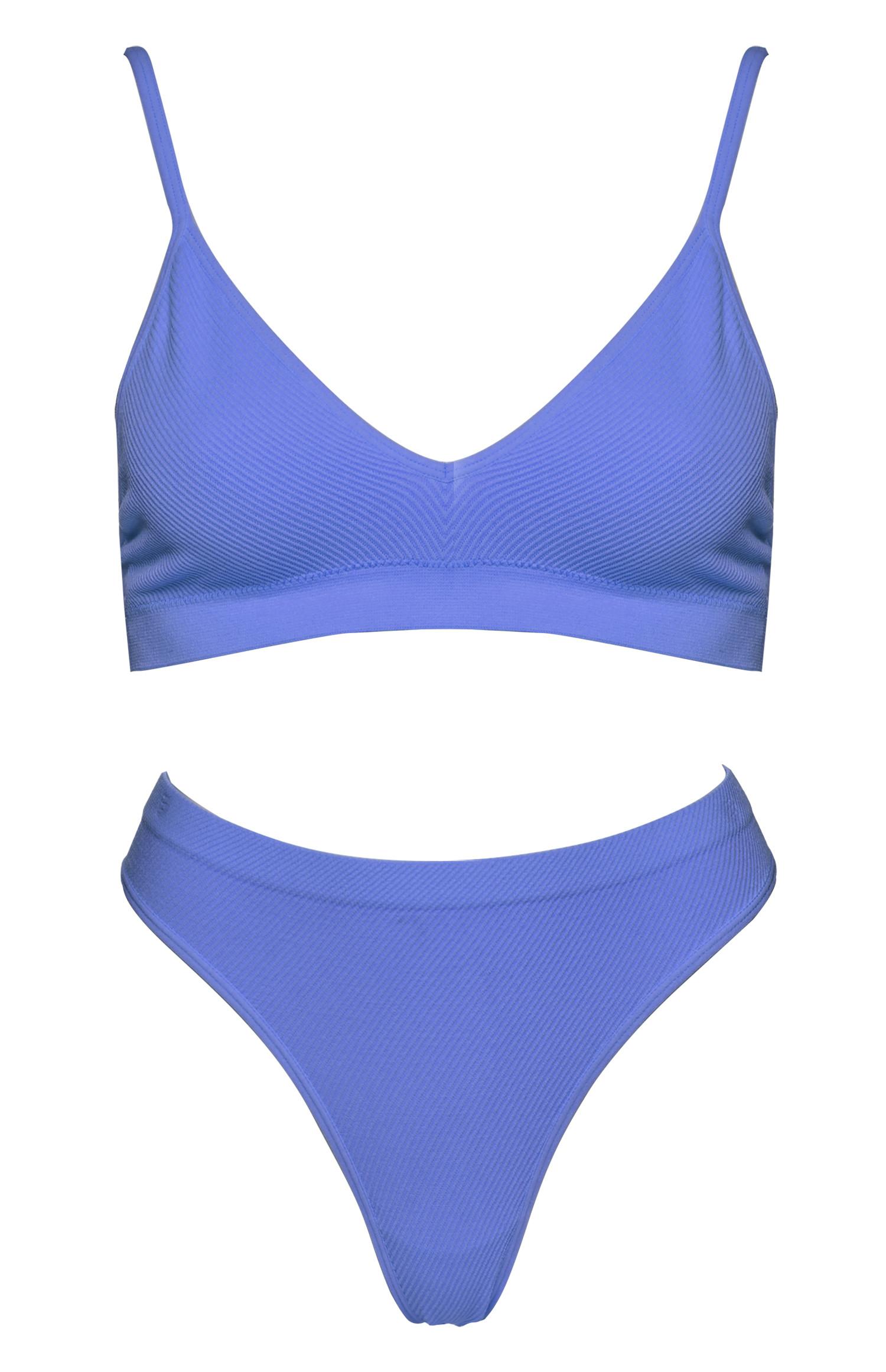 Conjunto 2 peças biquíni cintura subida sem costuras roxo