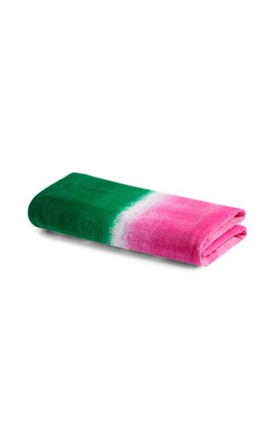 Zeleno-rožnata brisača za plažo