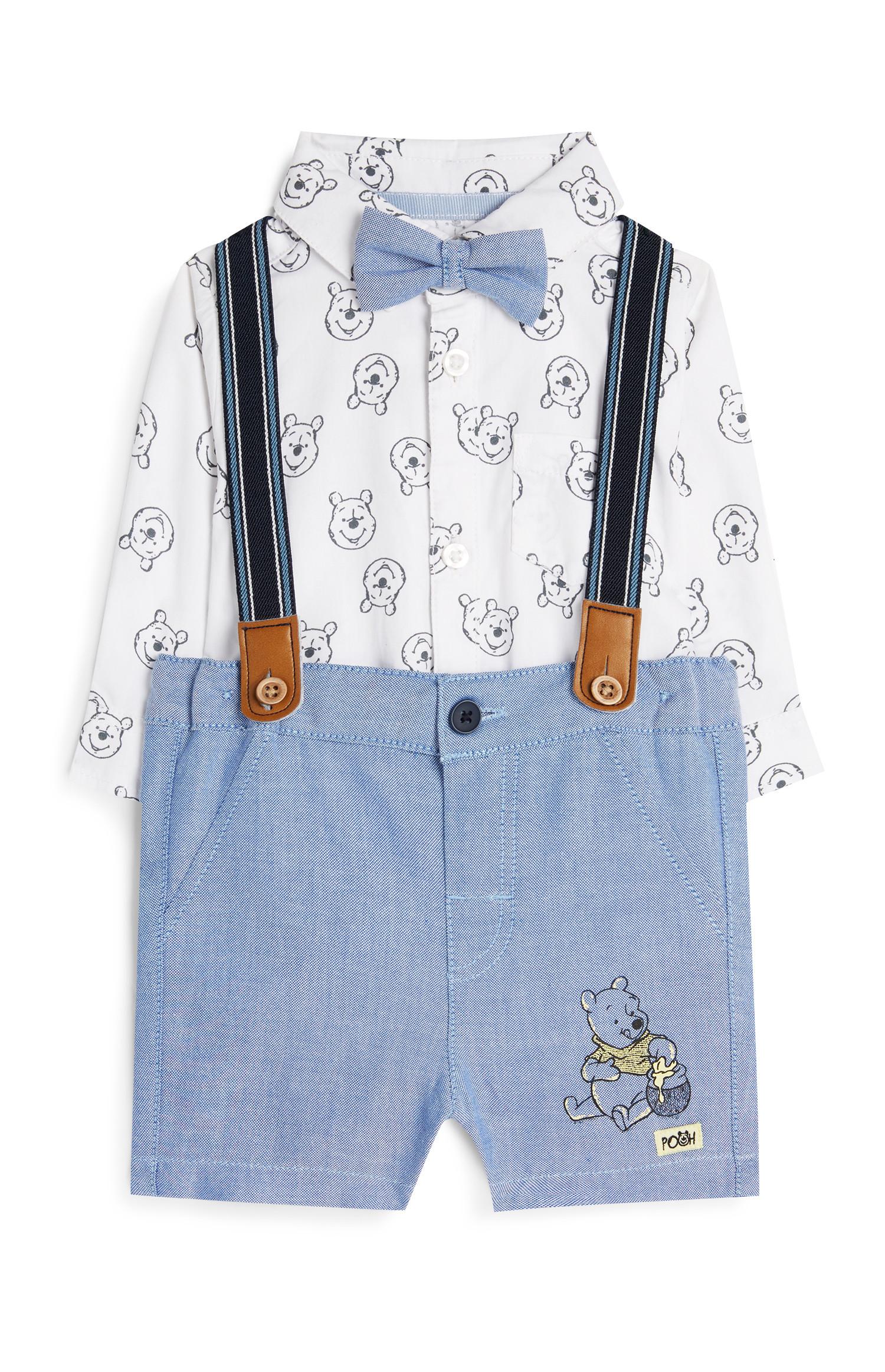 Completo 4 pezzi elegante con bretelle Winnie The Pooh da bimbo