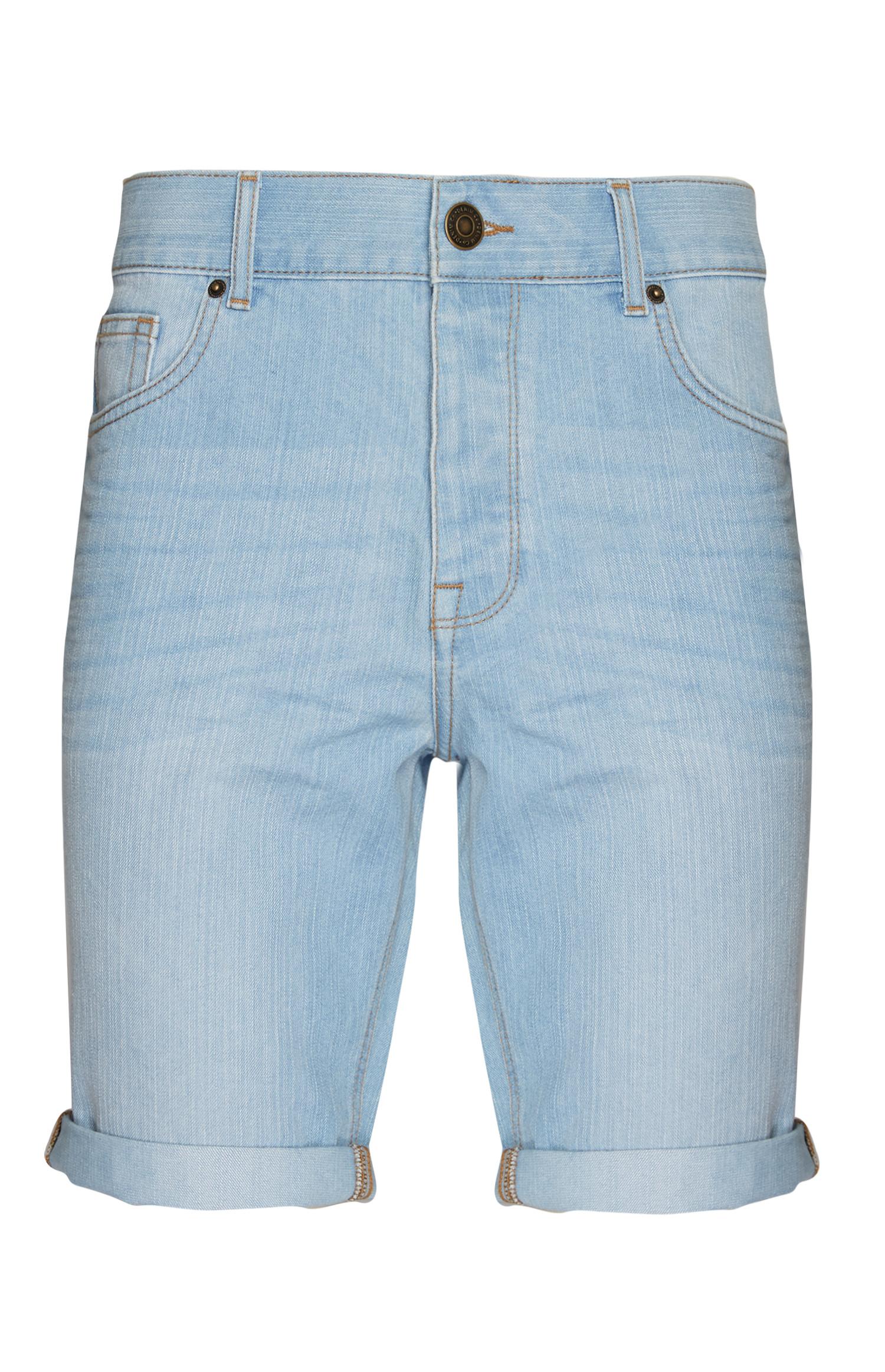 Shorts azzurri in denim con risvolto