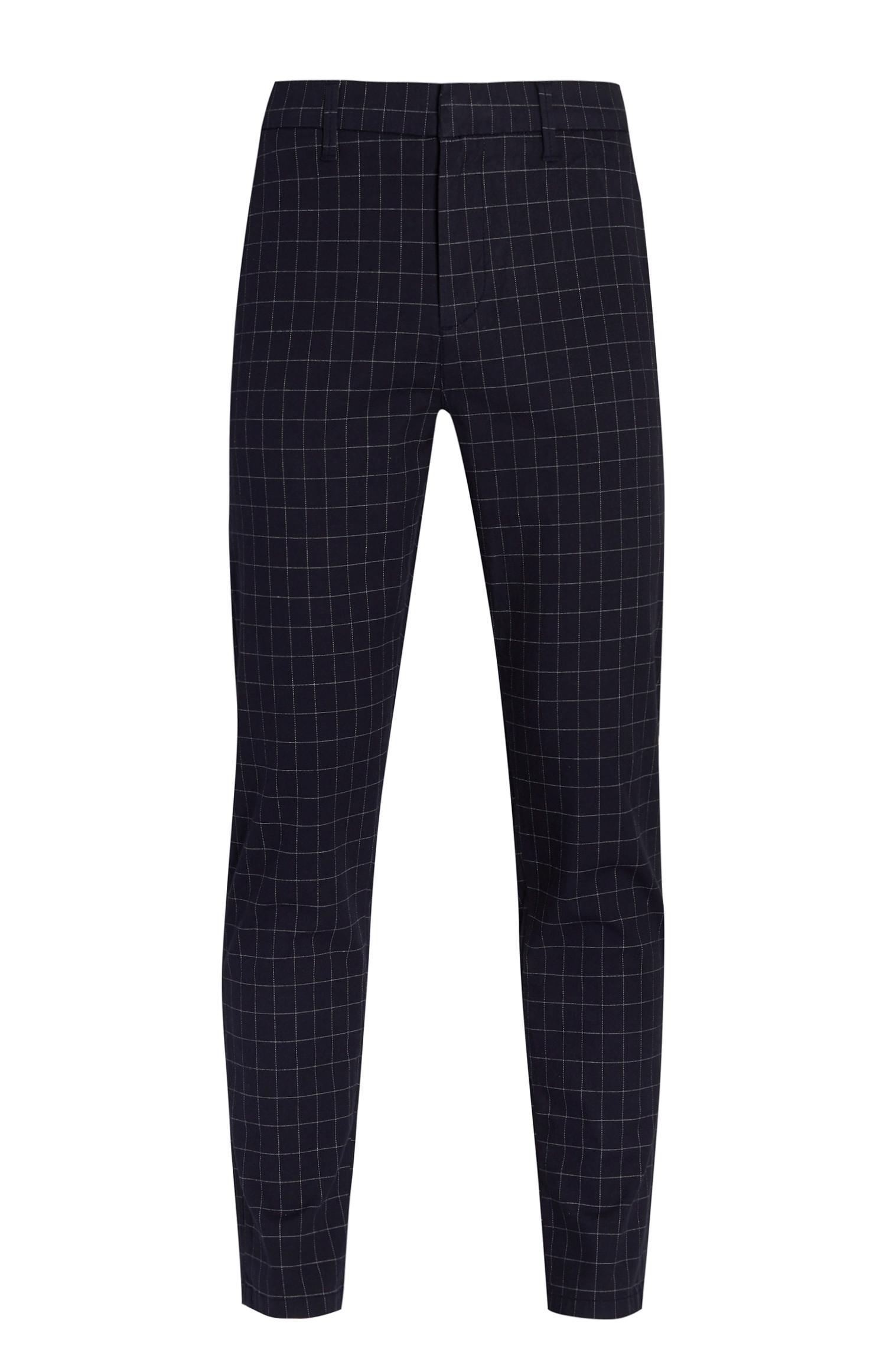 Pantalon slim bleu marine à carreaux